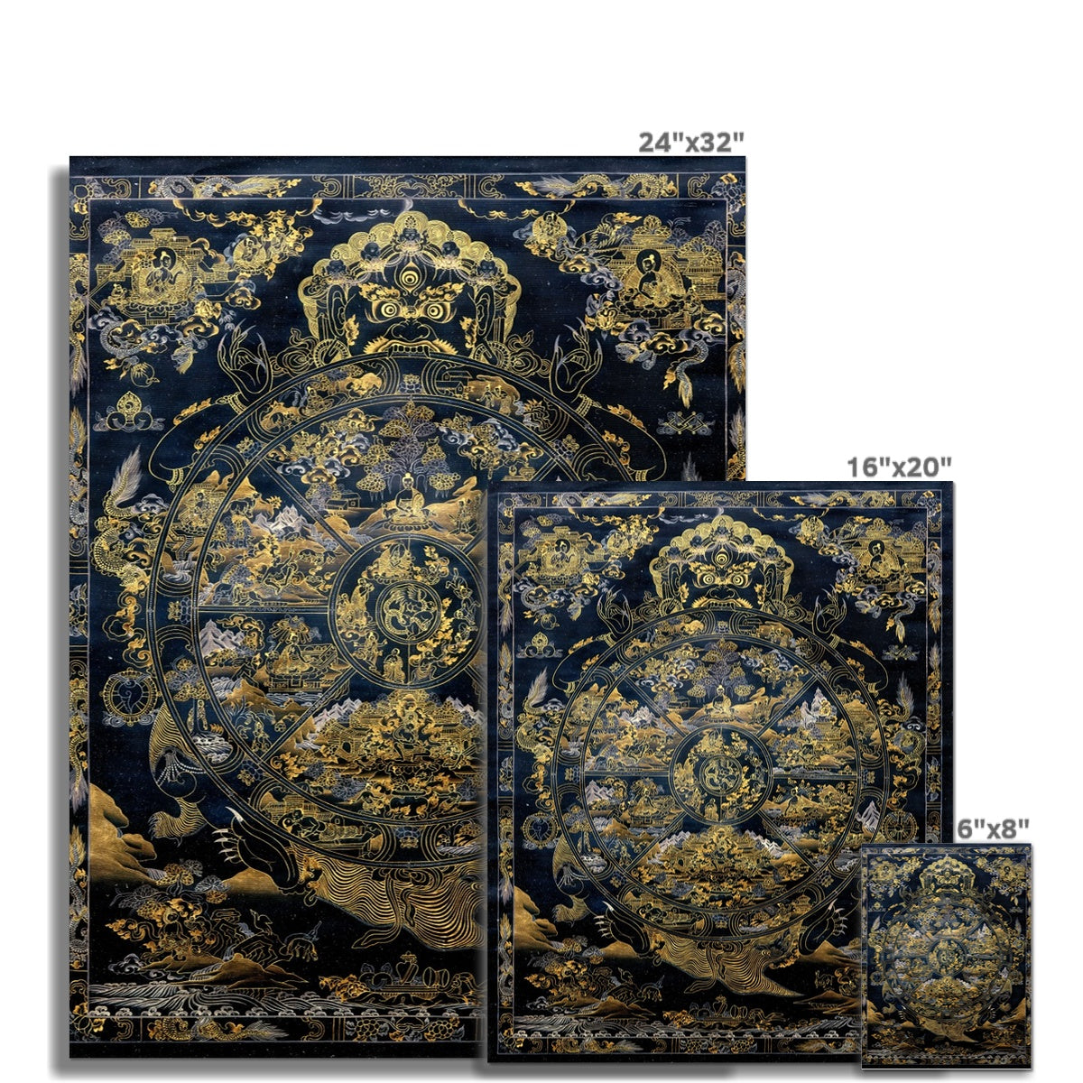 Bhavacakra Wheel of Life Tibetan Nepal Karma Cosmology | Vajrayana Meditation Thangka Fine Art Print