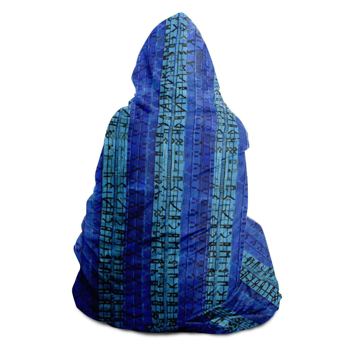 8-Bit Blue Glitch Hooded Blanket