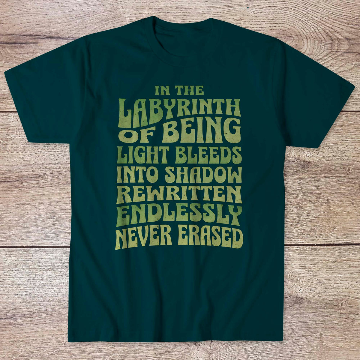 Labyrinth of Being Carl Jung Word Art Quote | 60s Style Trippy Psychedelic Typography Calligraphy T-Shirt