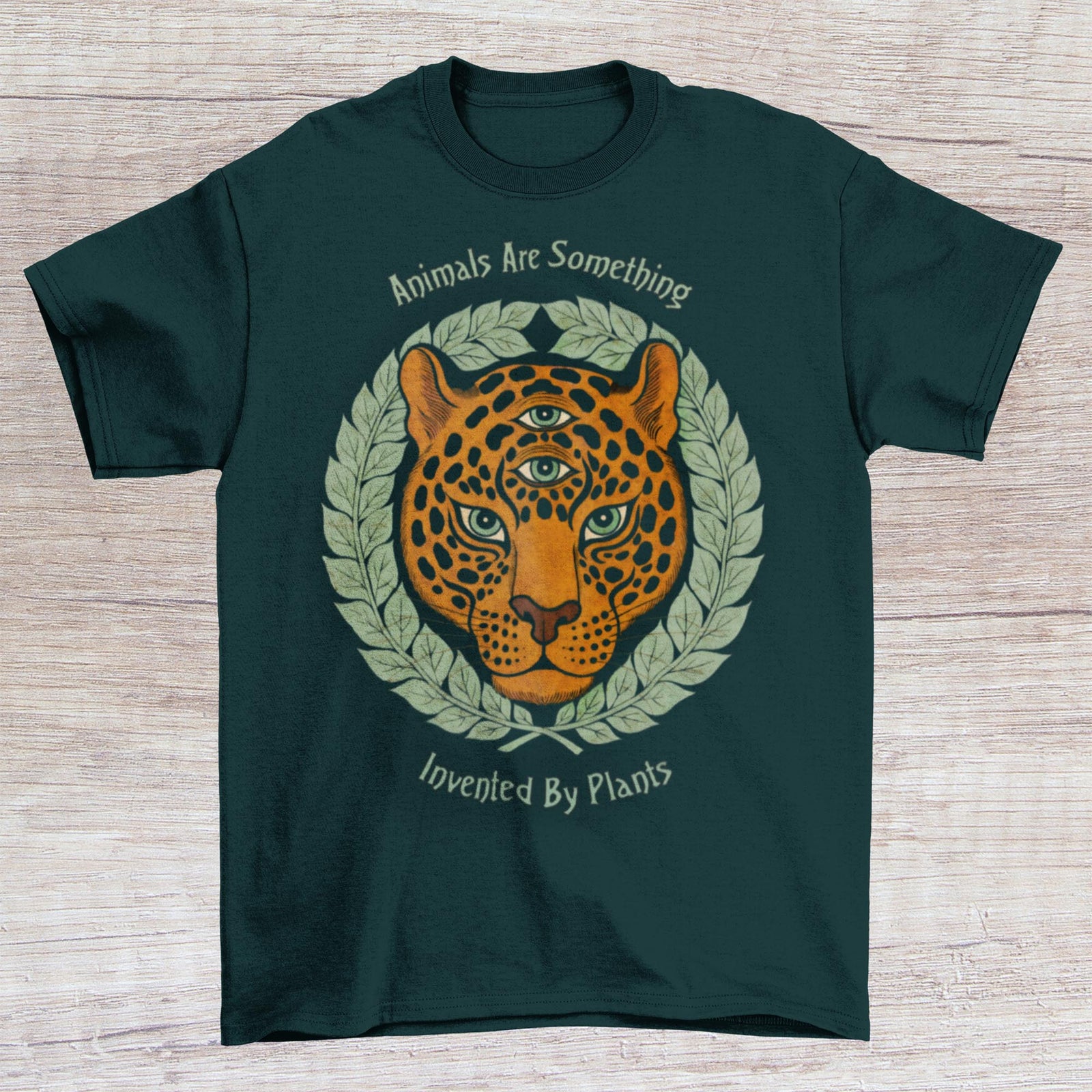 Animals Are Invented By Plants | Terence McKenna Trippy Minhwa Leopard Print | Visionary Art Tshirt