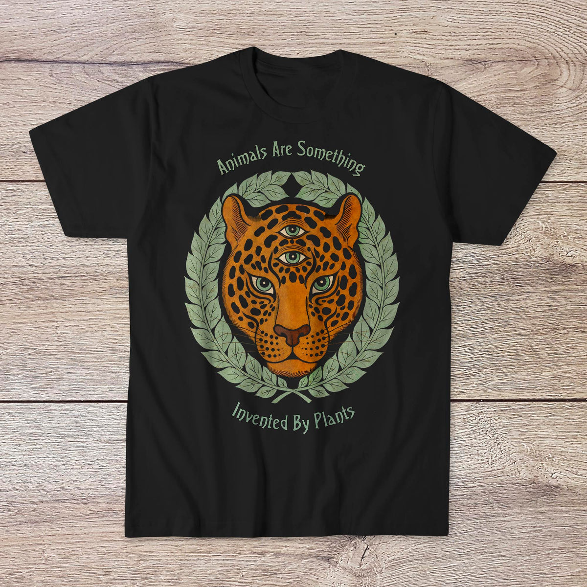 Animals Are Invented By Plants | Terence McKenna Trippy Minhwa Leopard Print | Visionary Art Tshirt