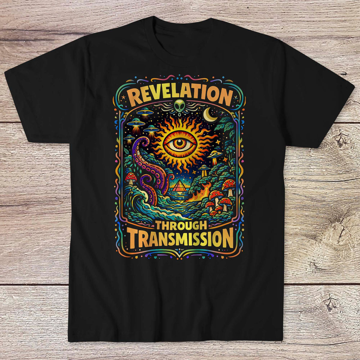 Revelation Through Transmission: Psychedelic Wisdom | Higher Consciousness Mind Expansion Graphic Art T-Shirt