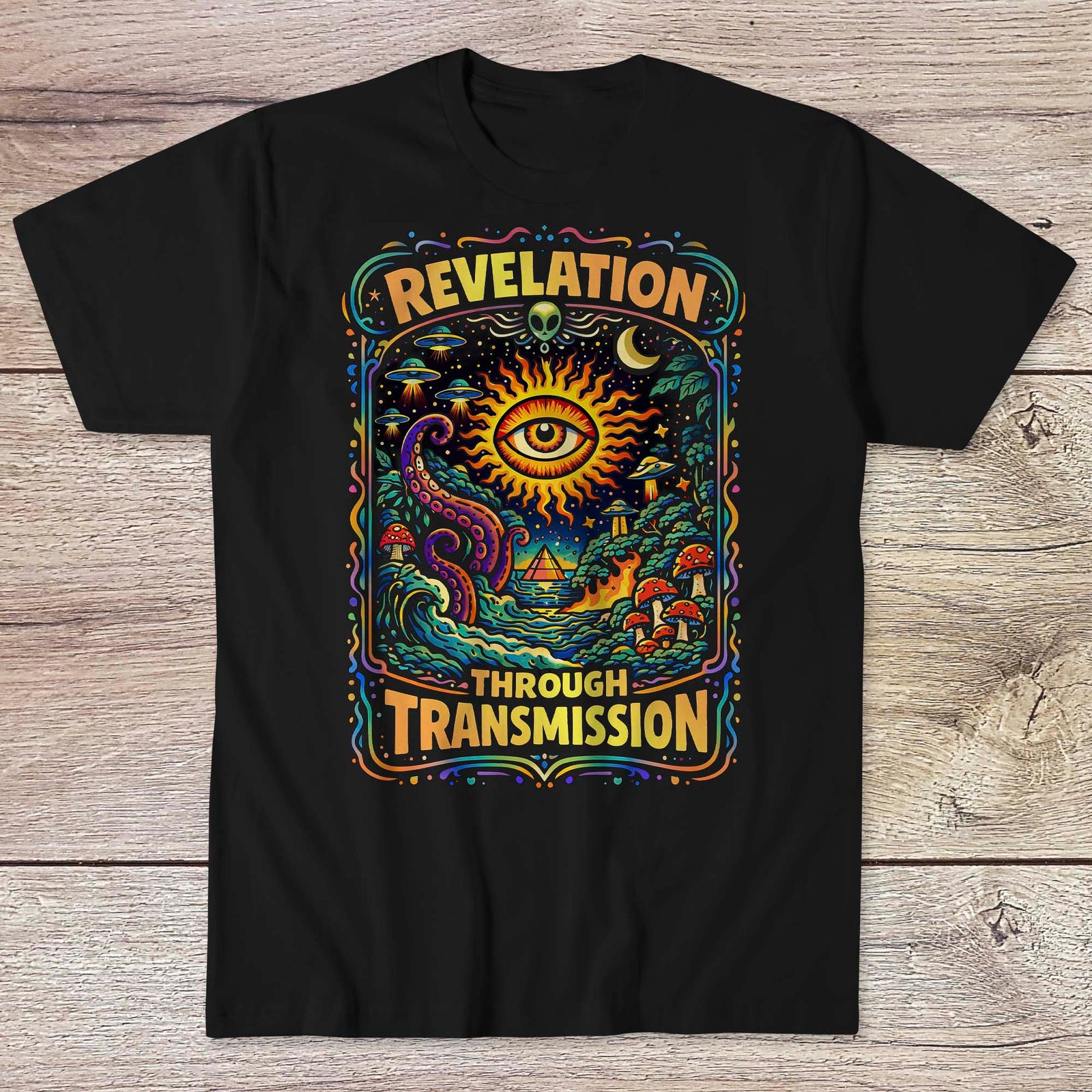 Revelation Through Transmission: Psychedelic Wisdom | Higher Consciousness Mind Expansion Graphic Art T-Shirt