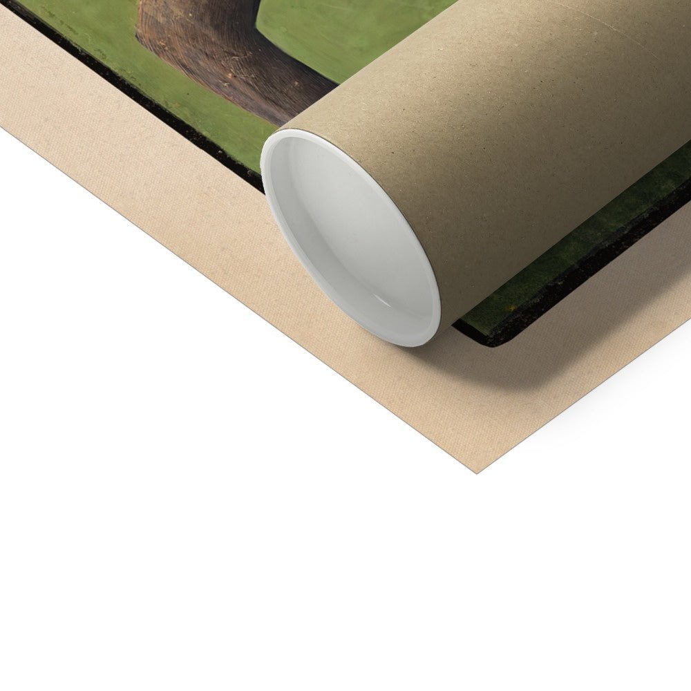 A Monumental Portrait of a Monkey, Rajasthan, Antique India Ape Surreal Asian Green Woodblock Fine Art Print