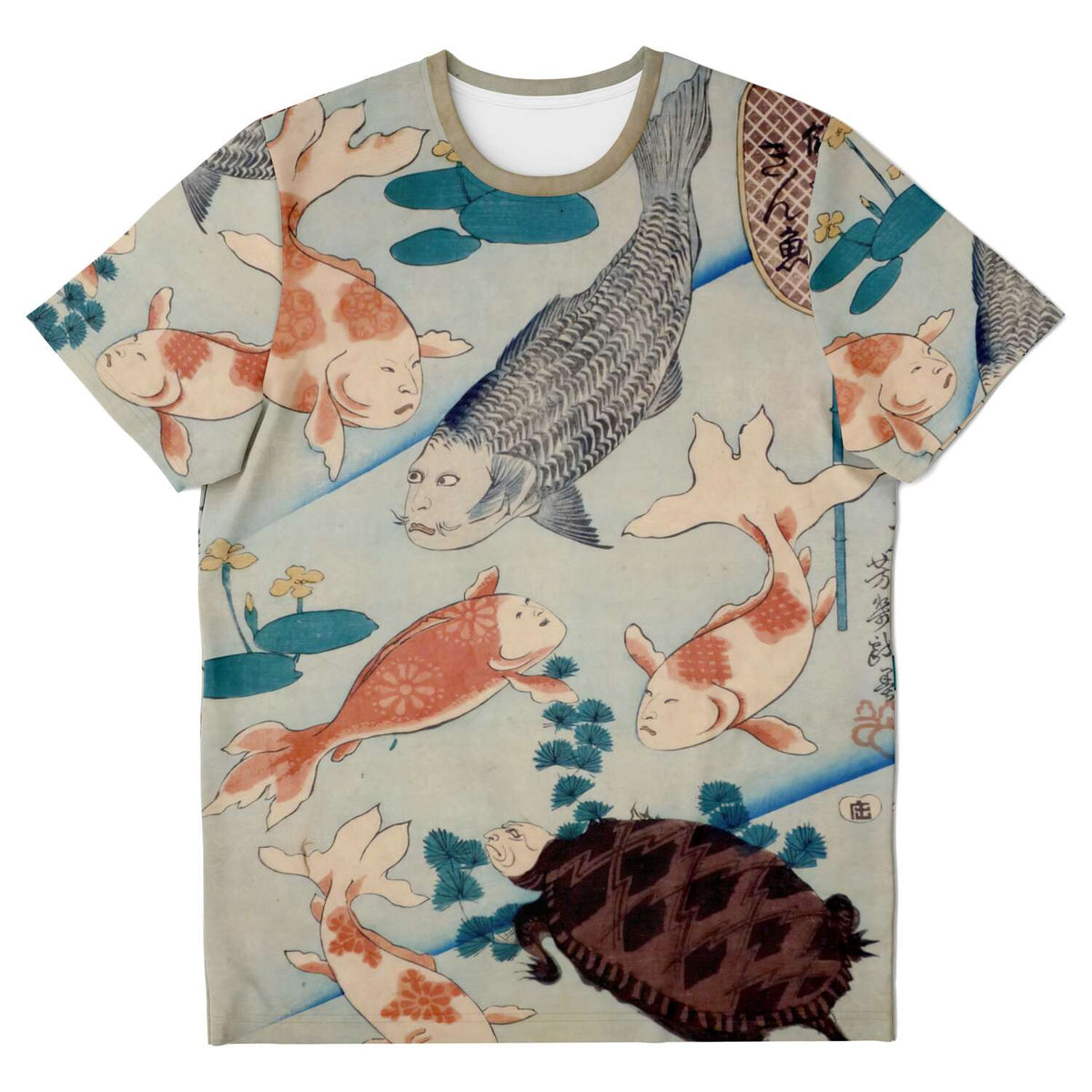 T-shirt XS A Parody of Goldfish with Actors&#39; Expressions (Utagawa Yoshiiku) Cute Kawaii Ukiyo-e Woodblock Print T-Shirt Tee