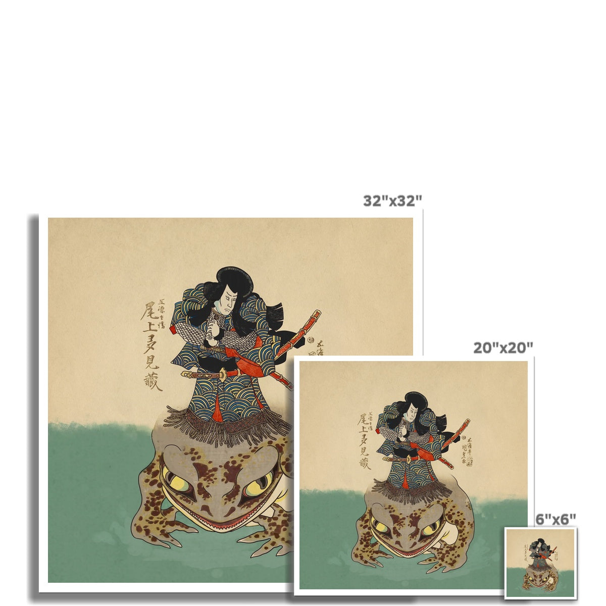 Magical Occult Warrior & Toad | Tenjiku Tokubei by Utagawa Kunisada | Japanese Sage Socerer Samurai Ukiyoe Fine Art Print Print