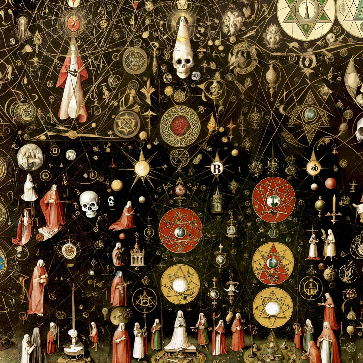 Alchemical Hermetic Symbolism and Talismans | Mystical Occult Astrological Chart | Vintage Kabbala Graphic Art T-Shirt