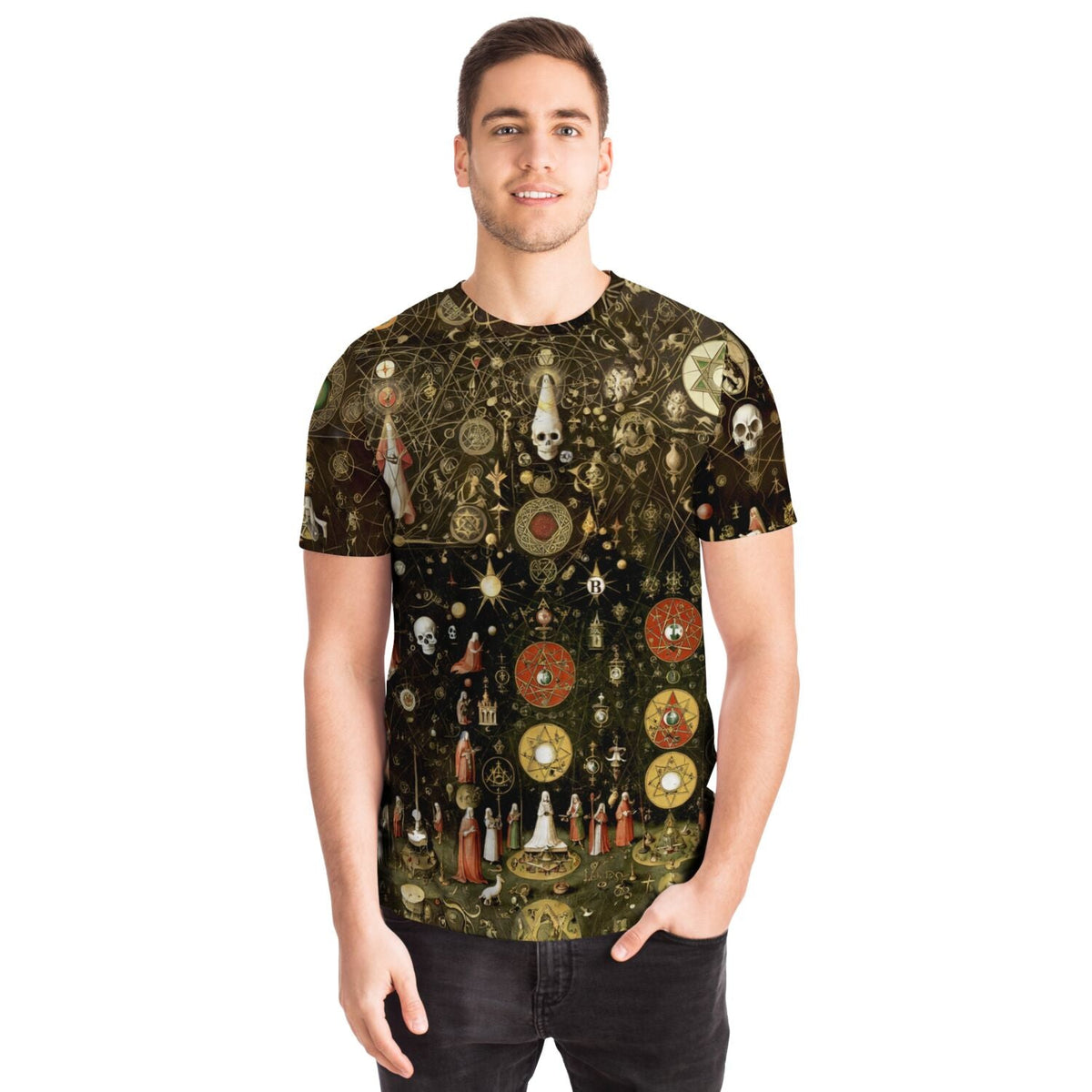 Alchemical Hermetic Symbolism and Talismans | Mystical Occult Astrological Chart | Vintage Kabbala Graphic Art T-Shirt