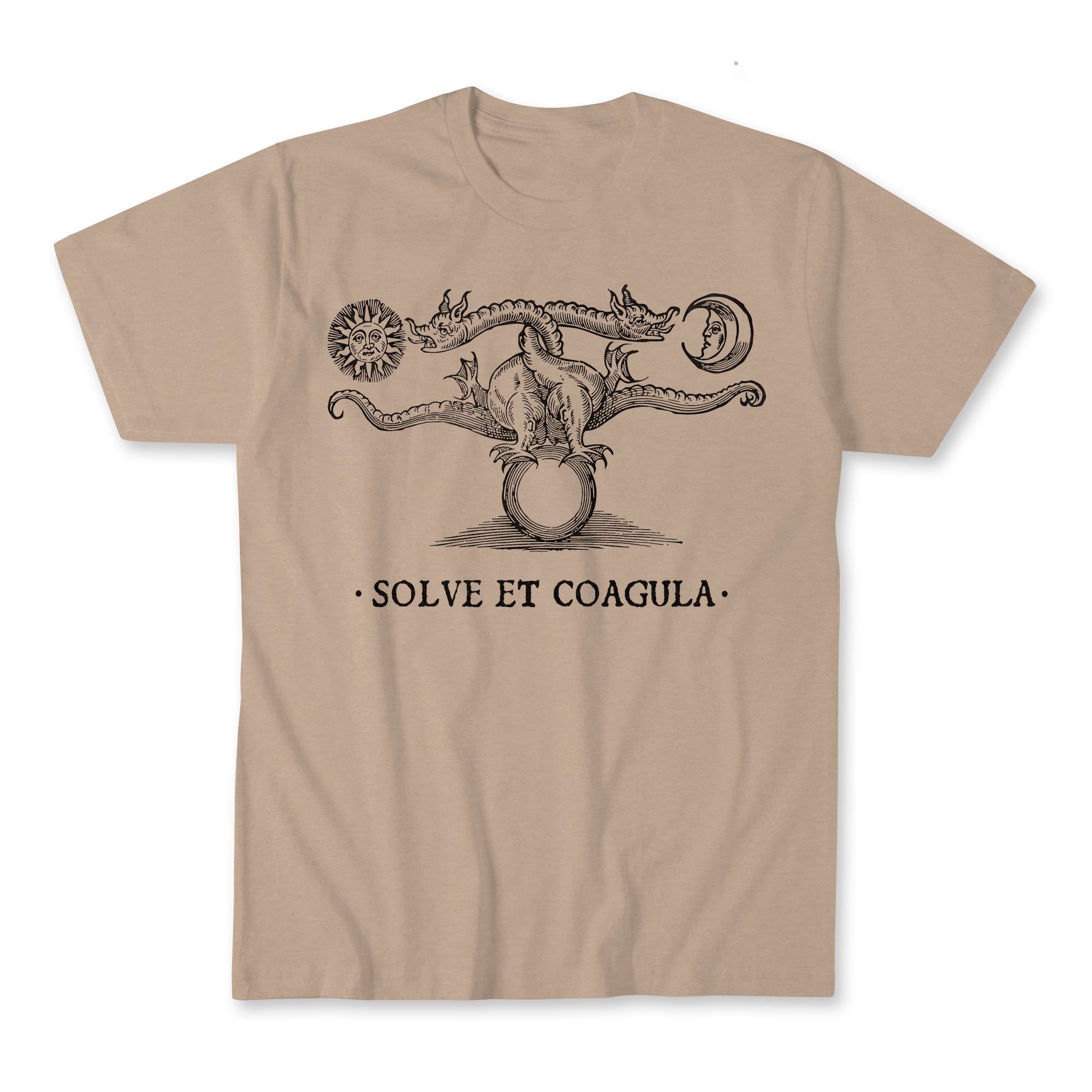 T-Shirts S / Heather Tan Alchemical, Medieval Occult Celtic Dragon | Esoteric Pagan "Solve Et Coagula" Graphic Art T-Shirt