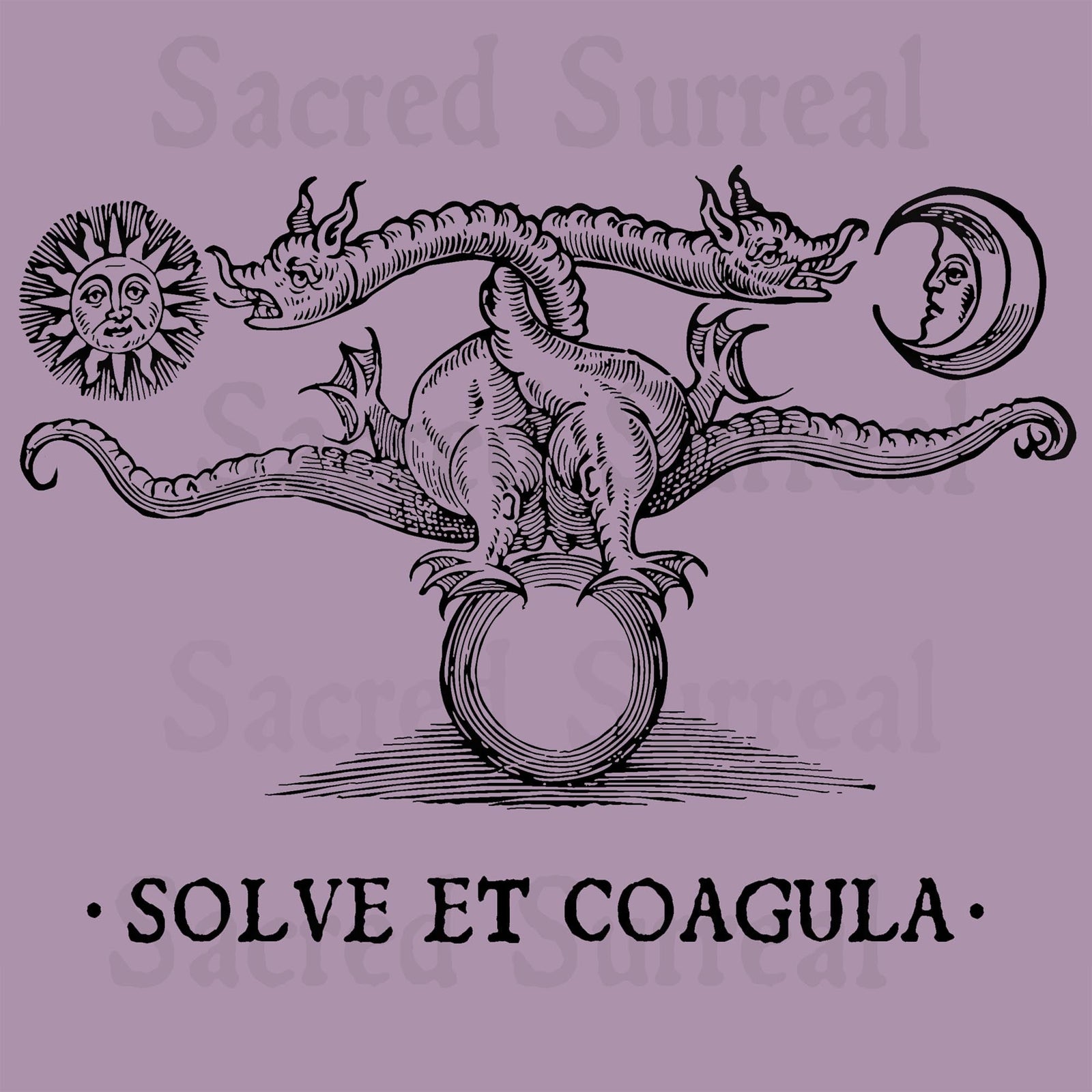Alchemical, Medieval Occult Celtic Dragon | Esoteric Pagan "Solve Et Coagula" Graphic Art T-Shirt