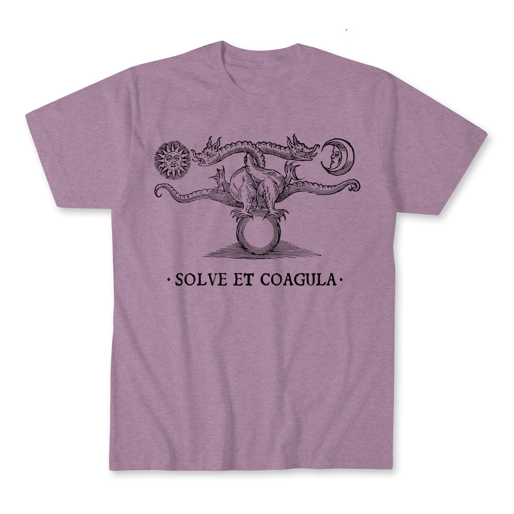 T-Shirts XS / Heather Purple Alchemical, Medieval Occult Celtic Dragon | Esoteric Pagan "Solve Et Coagula" Graphic Art T-Shirt