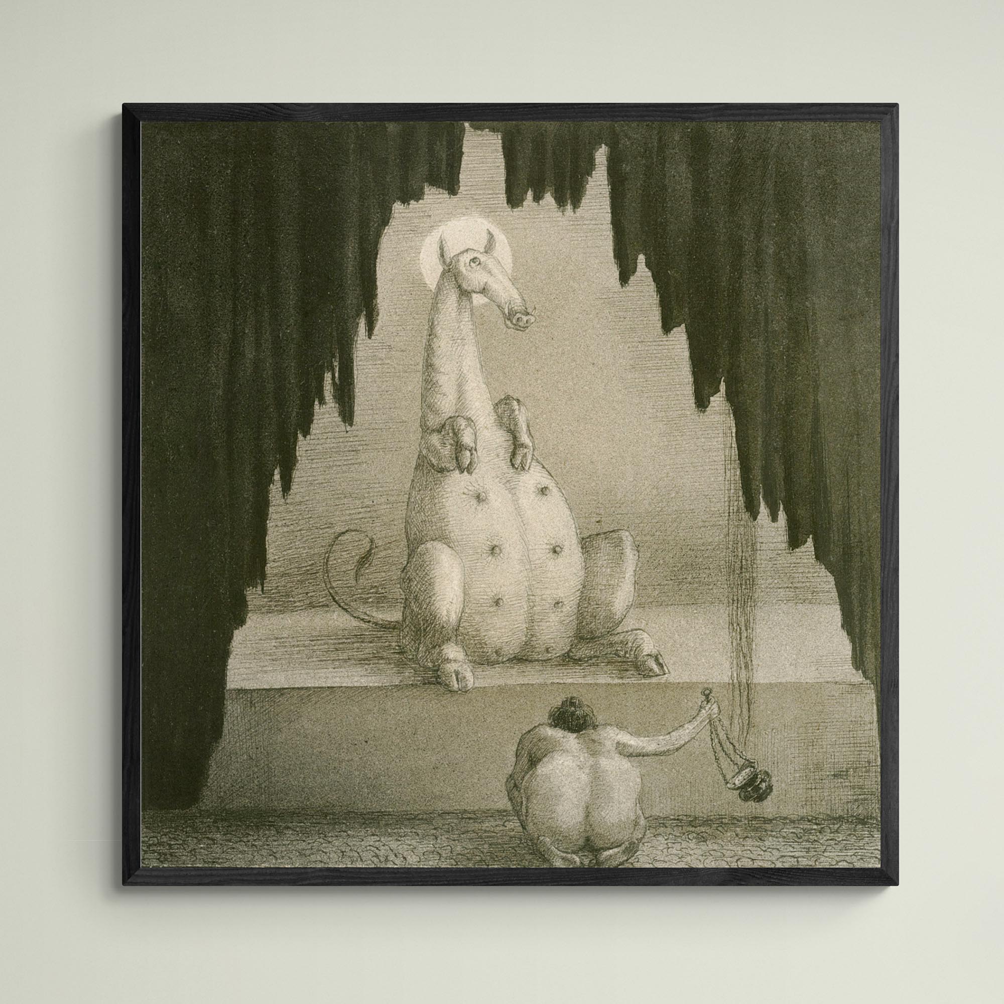 giclee 6"x6" Alfred Kubin, Adoration, 1900 Symbolist Expressionism Occult Surreal Dark Worship | Wiccan Pagan Supernatural Gothic Giclée Fine Art Print