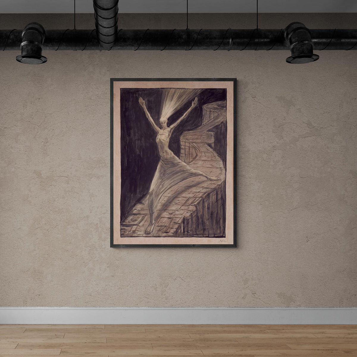 Alfred Kubin: God of Light | Antique Symbolist Surrealist | Gothic Home Decor | Dark Fantasy Occult Mystic Pagan Magick Framed Art Print