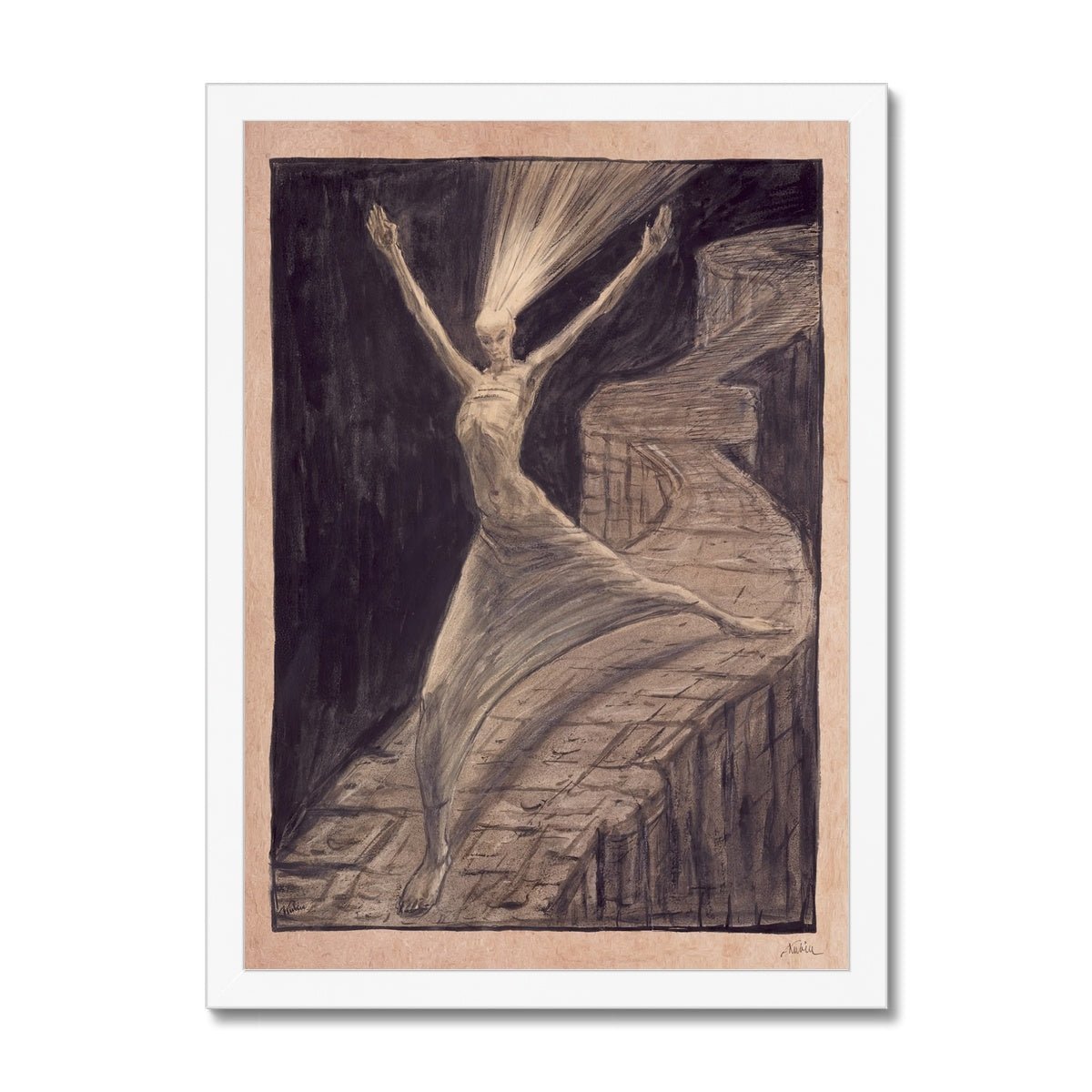 Framed Print 6"x8" / White Frame Alfred Kubin: God of Light | Antique Symbolist Surrealist | Gothic Home Decor | Dark Fantasy Occult Mystic Pagan Magick Framed Art Print