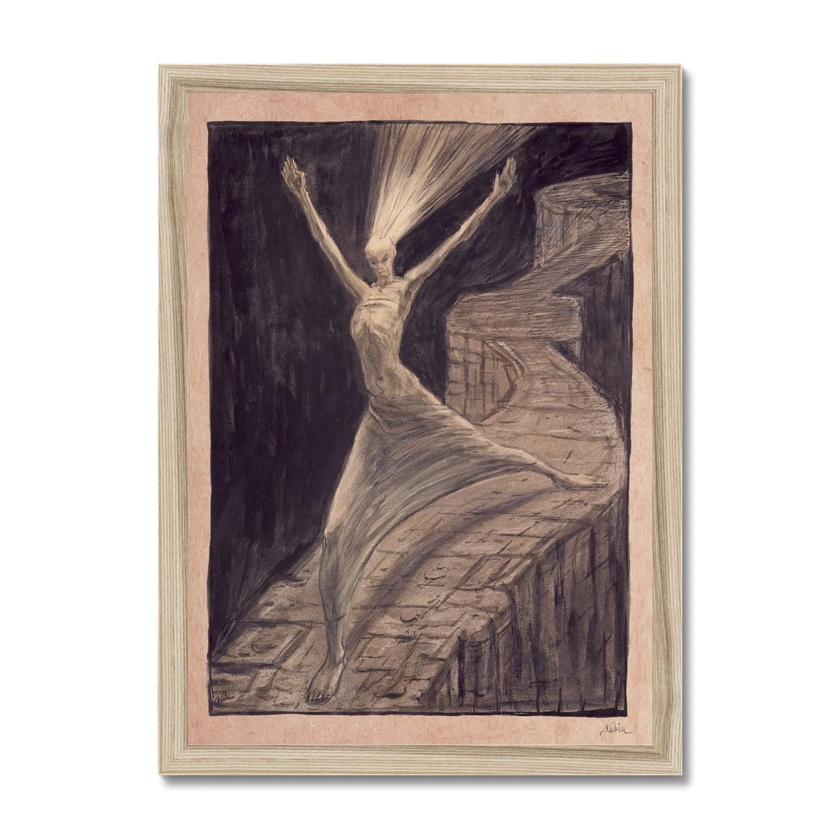 Framed Print 6"x8" / Natural Frame Alfred Kubin: God of Light | Antique Symbolist Surrealist | Gothic Home Decor | Dark Fantasy Occult Mystic Pagan Magick Framed Art Print