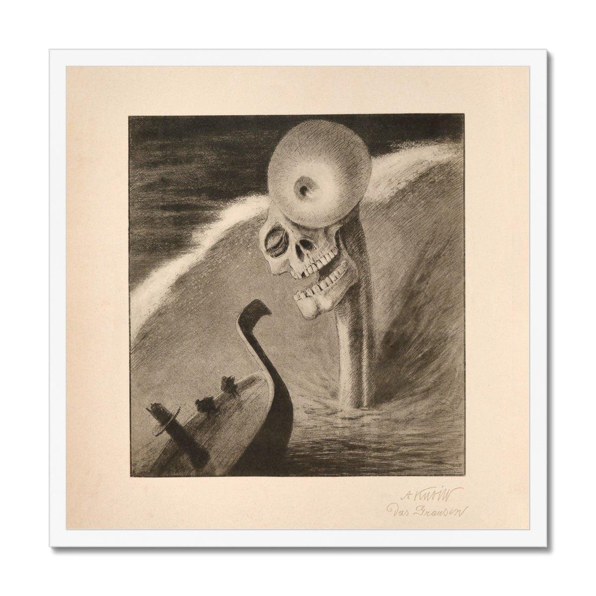 Framed Print 12"x12" / White Frame Alfred Kubin Oblivion Symbolist Surreal Vintage Surrealist Antique Gothic Occult Framed Art Print