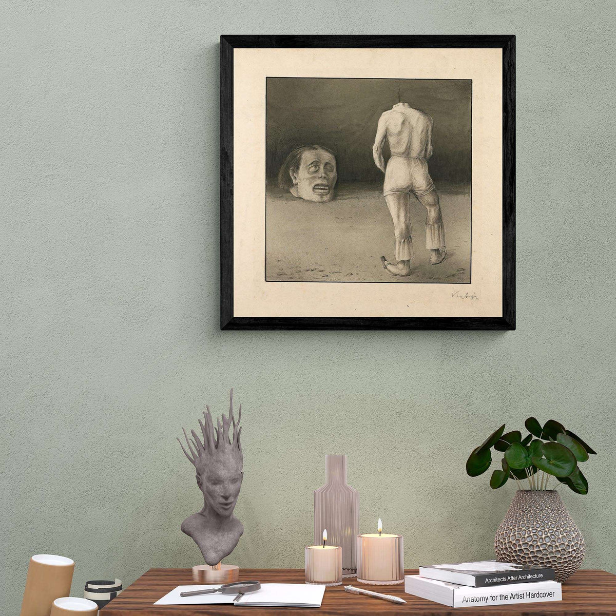 Alfred Kubin: Self Reflection, Mysterious Symbolist Art | Surreal Gothic Expressionist Fantasy Art | Strange Macabre Vintage Giclée Fine Art Print