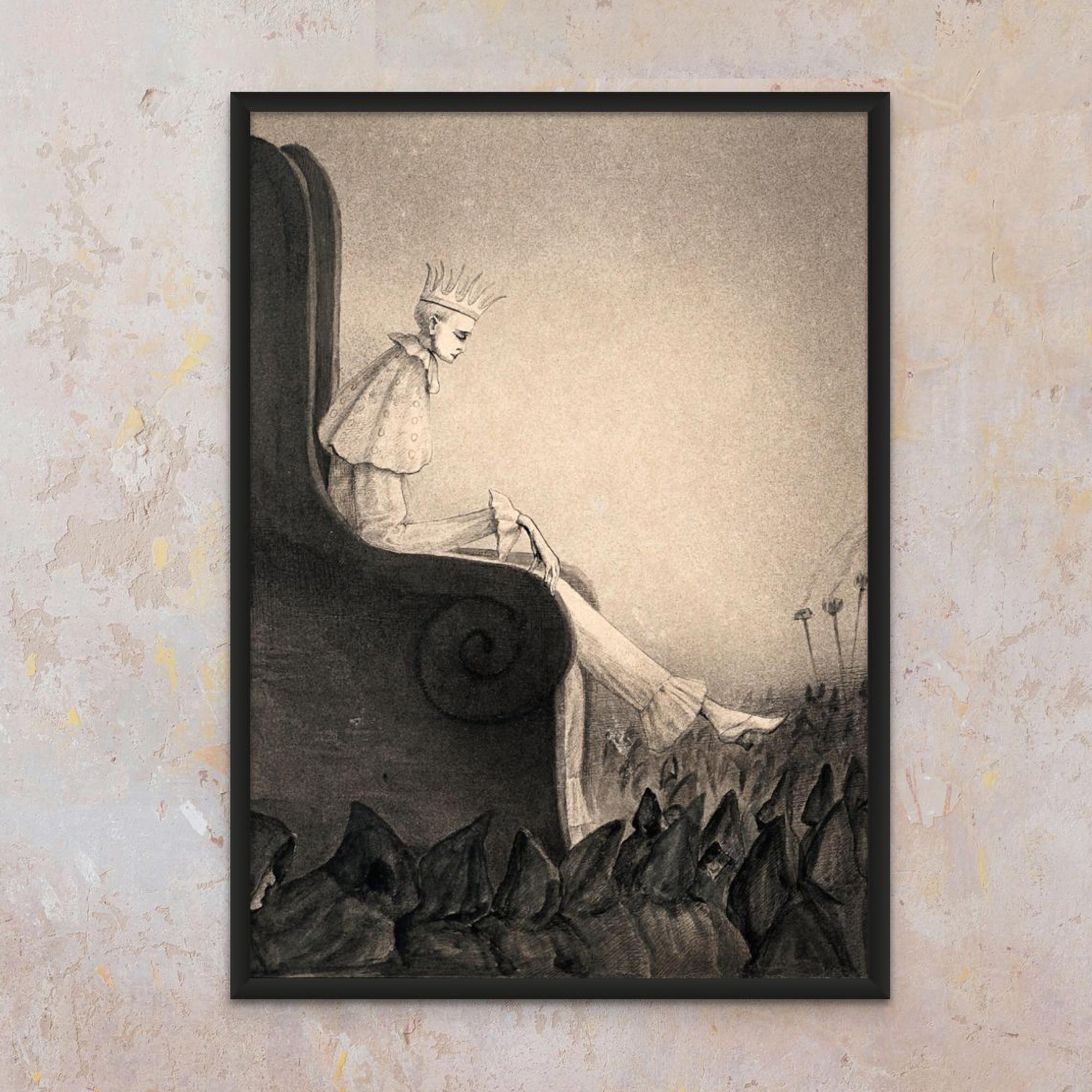 Framed Print 6"x8" / Black Frame Alfred Kubin: The Last King, Symbolist (Anti Capitalist) Surreal Wall Art Antique Gothic Decor Dark Wiccan Pagan Occult Framed Art Print