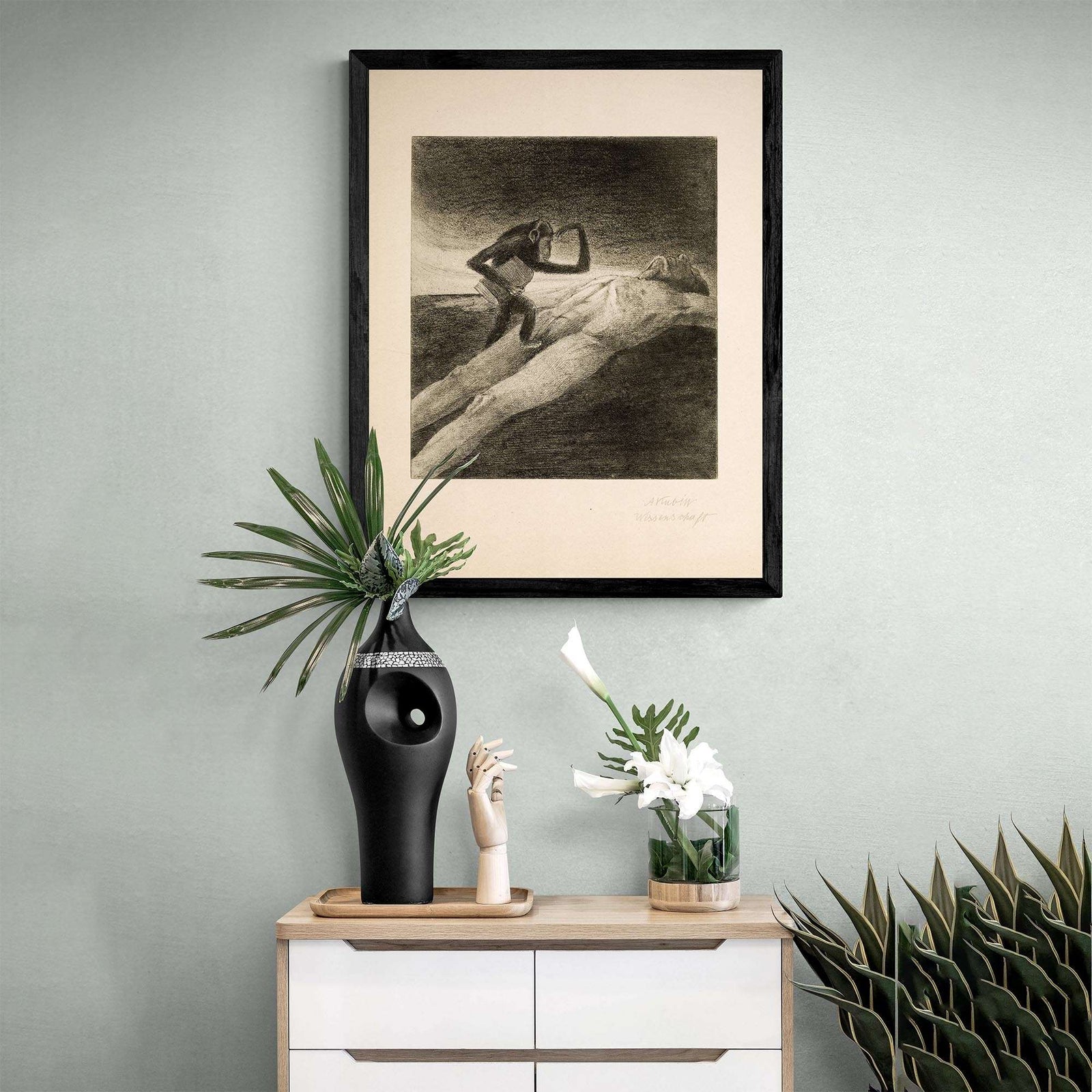 Alfred Kubin, Wissenschaft | 19th-Century Surreal Symbolist Lithograph | Grotesque Fantasy Occult Chimp Monkey Ape Framed Art Print