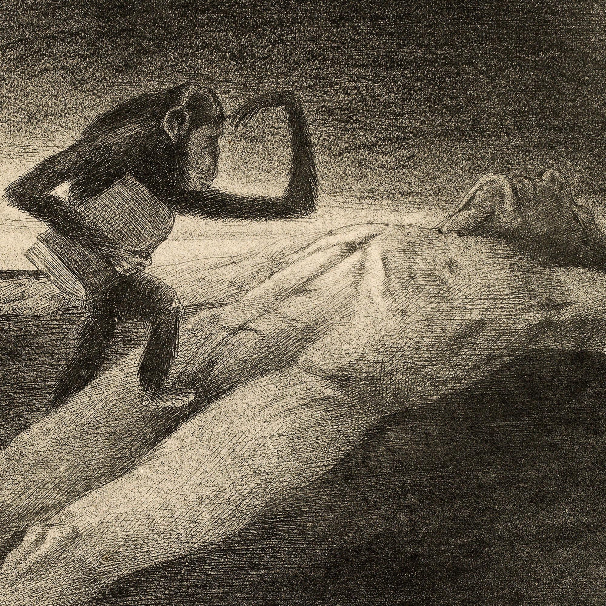 Fine art Alfred Kubin, Wissenschaft | 19th-Century Surreal Symbolist Lithograph | Grotesque Fantasy Occult Chimp Monkey Ape Framed Art Print