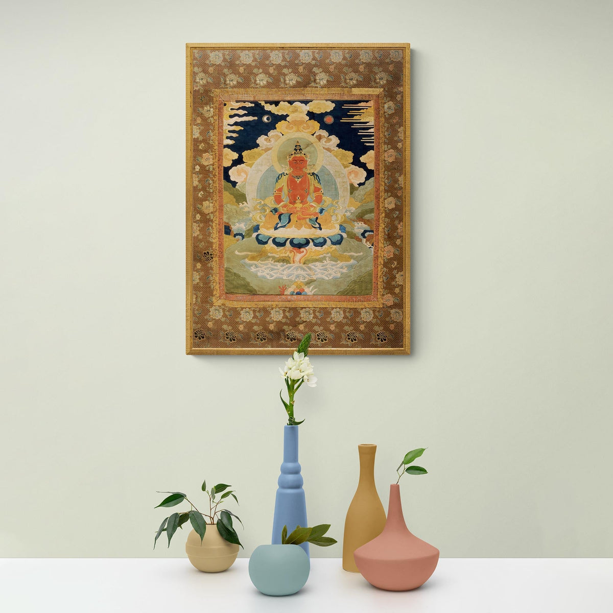 Amitabha (Amitayus), the Bodhisattva of Limitless Life, Tibetan Antique Fine Art Print