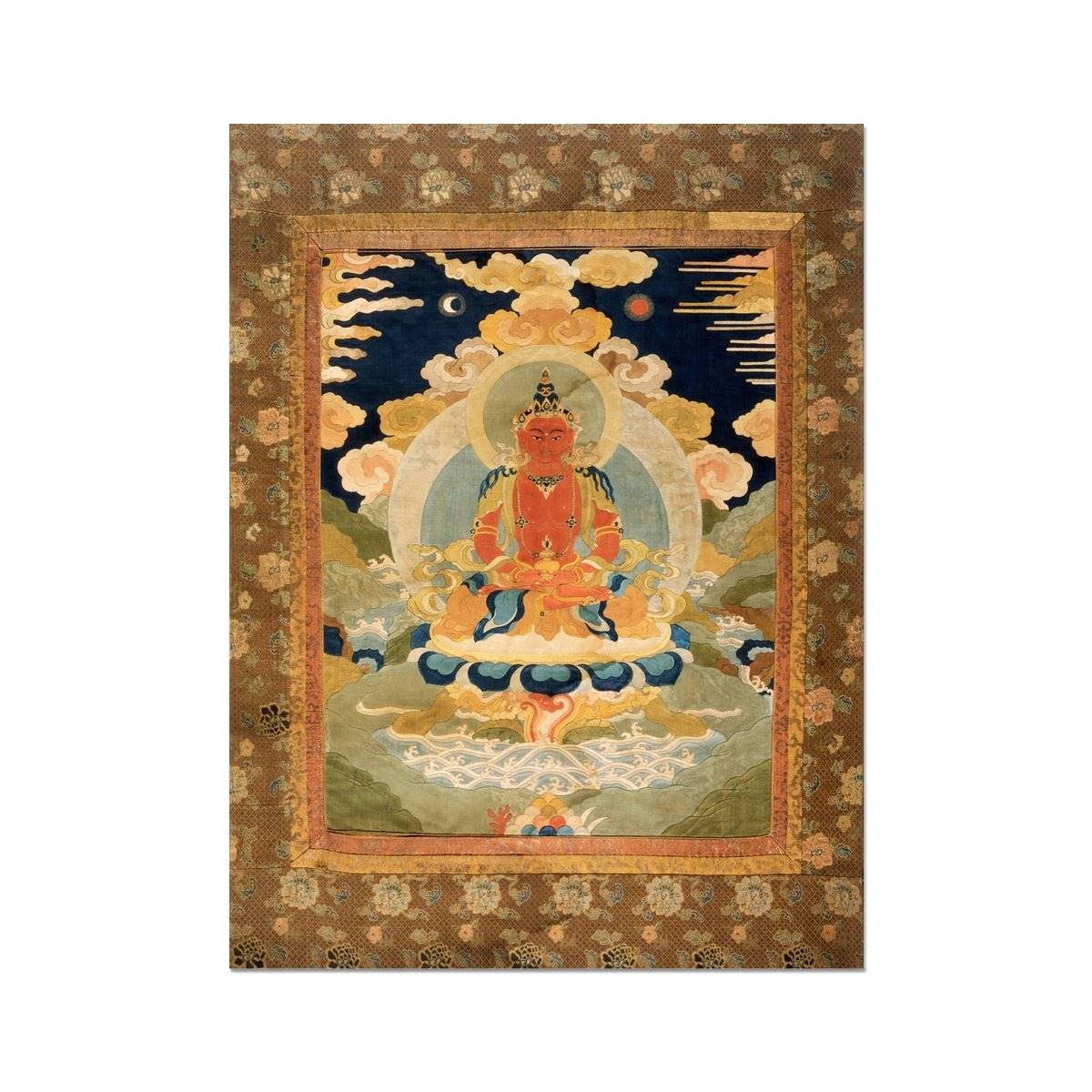 Amitabha (Amitayus), the Bodhisattva of Limitless Life, Tibetan Antique Fine Art Print