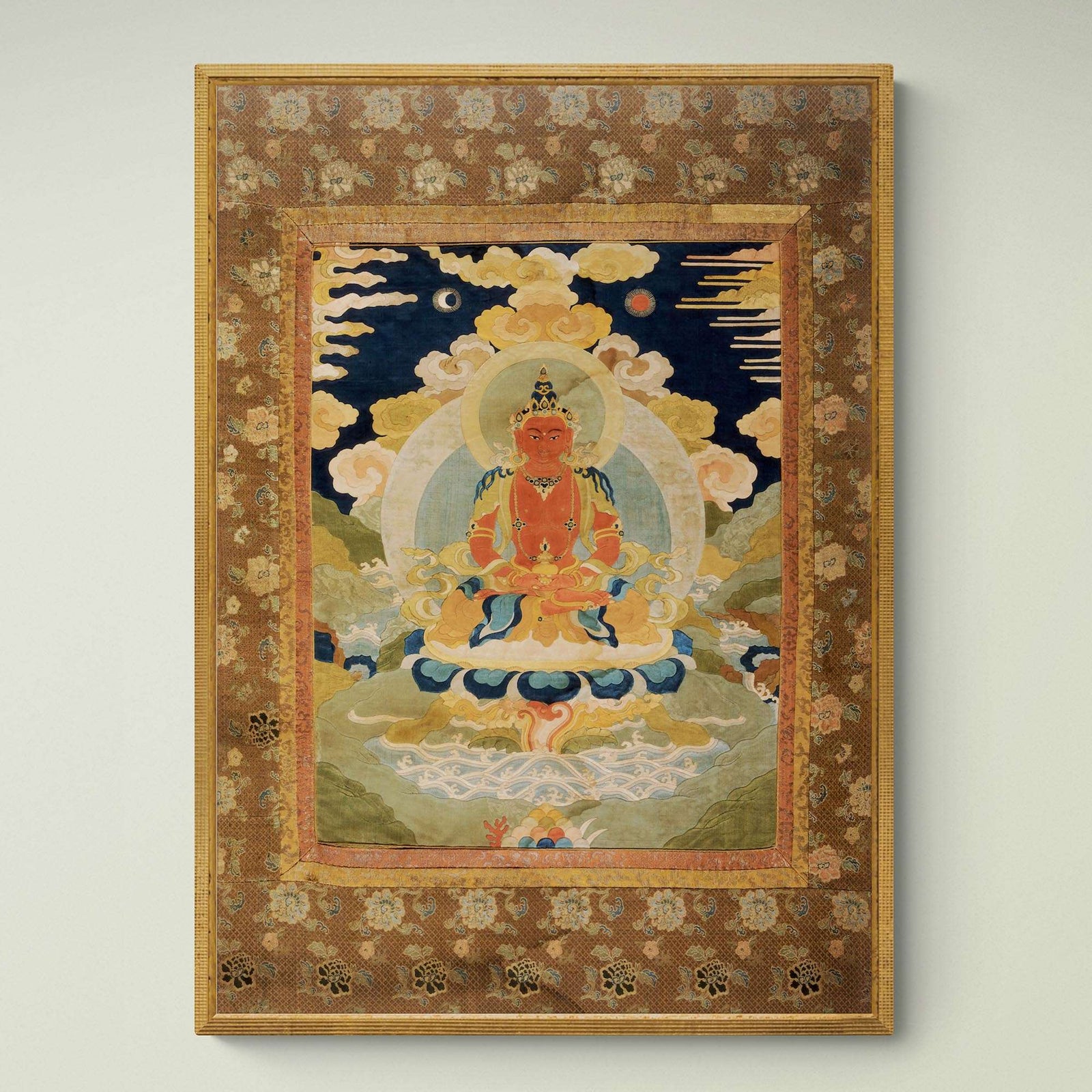 Amitabha (Amitayus), the Bodhisattva of Limitless Life, Tibetan Antique Fine Art Print