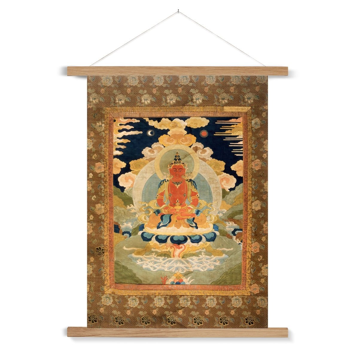 Amitabha, the Bodhisattva of Infinite Light, Tibetan Vintage Fine Art Print with Hanger