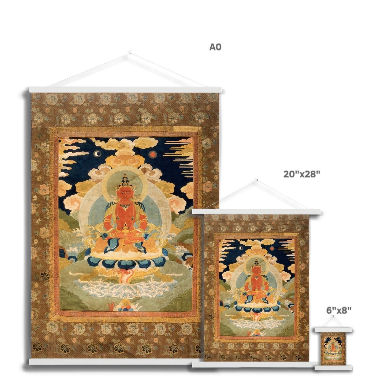 Fine art Amitabha, the Bodhisattva of Infinite Light, Tibetan Vintage Fine Art Print with Hanger