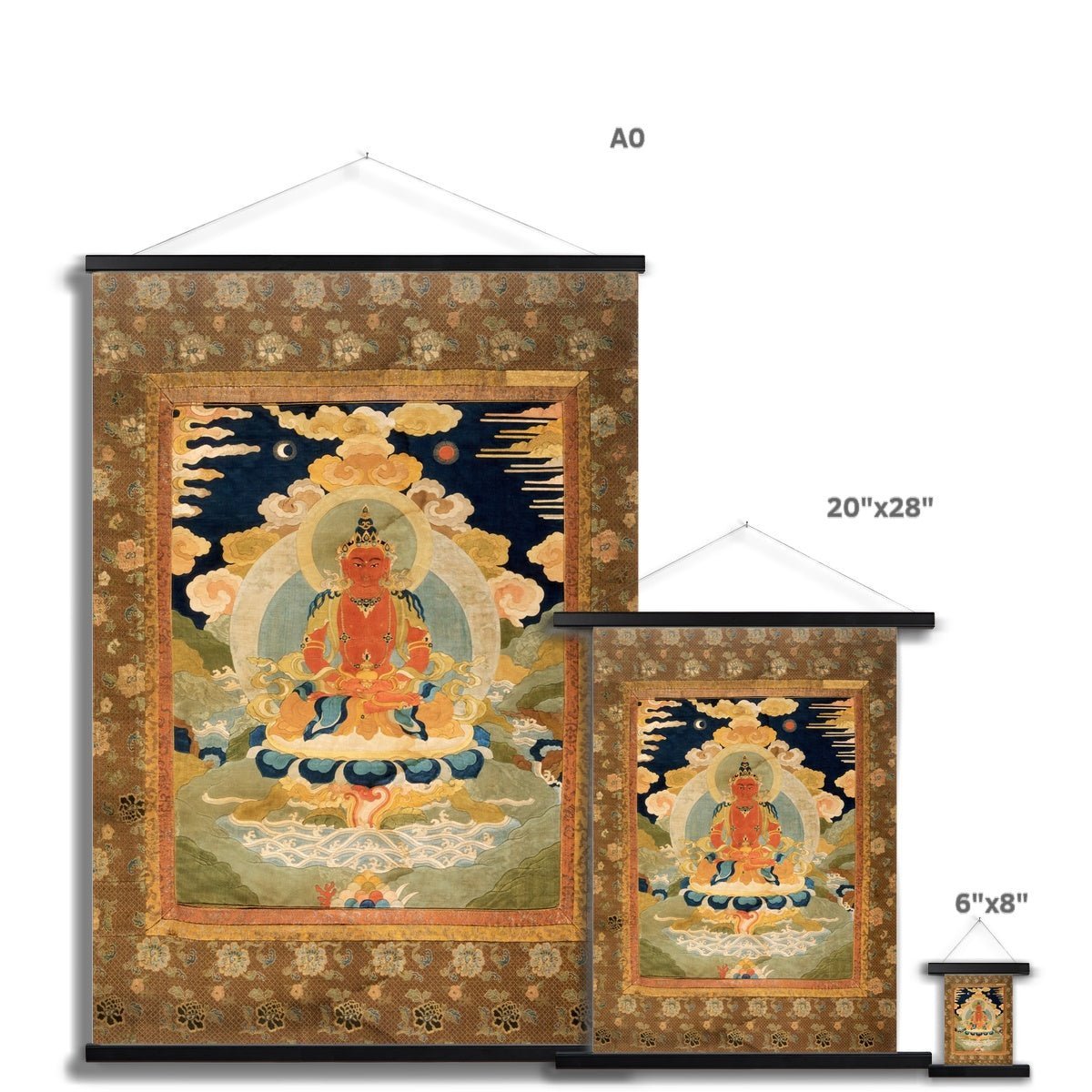 Fine art Amitabha, the Bodhisattva of Infinite Light, Tibetan Vintage Fine Art Print with Hanger