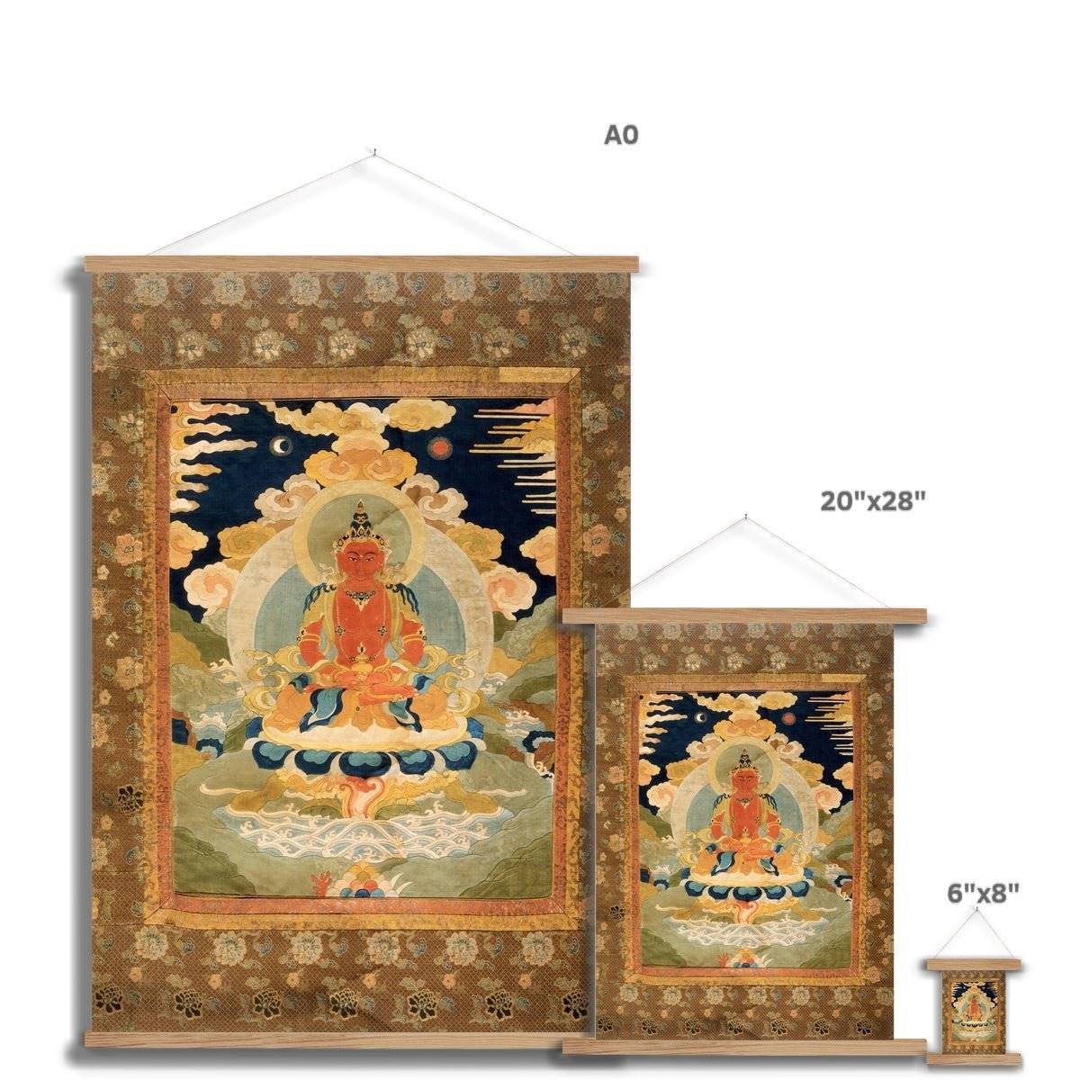 Amitabha, the Bodhisattva of Infinite Light, Tibetan Vintage Fine Art Print with Hanger