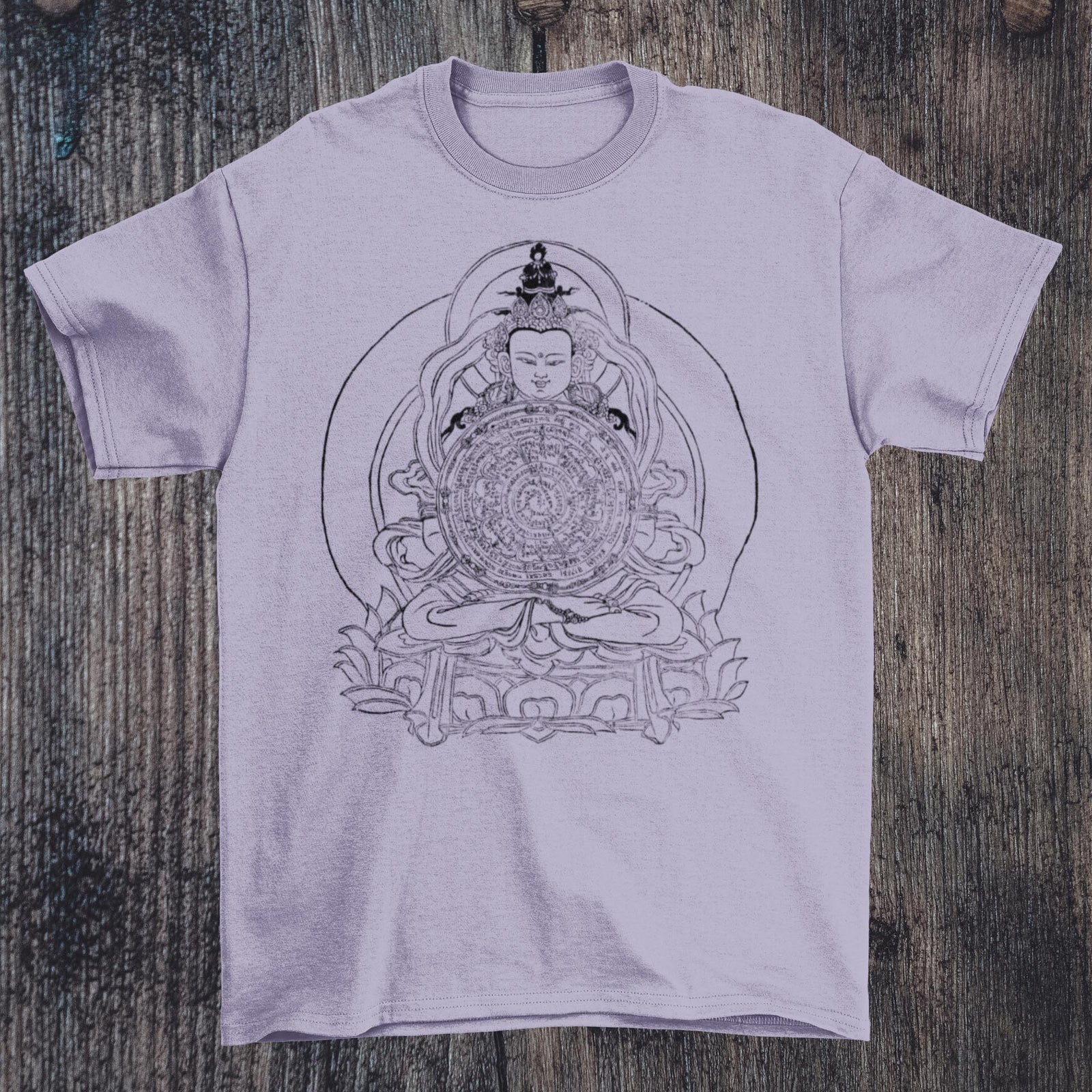 T-Shirts XS / dark lavender Amitayus Buddha | Celestial Being of Infinite Light and Life | Mahayana Buddhism, Karma & Meditation Graphic Art T-Shirt Tee