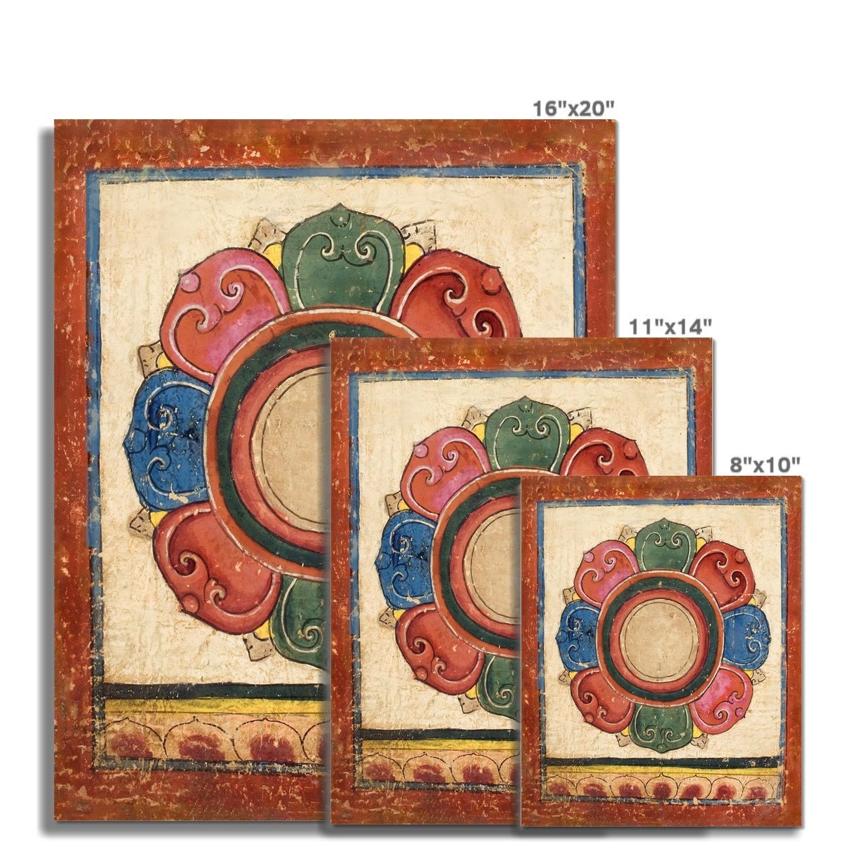 giclee Ancient Lotus Bardo Tibet Book of the Dead Initiation Card, Ritual Nepal Mandala Buddhist Yantra Meditation Fine Art Print