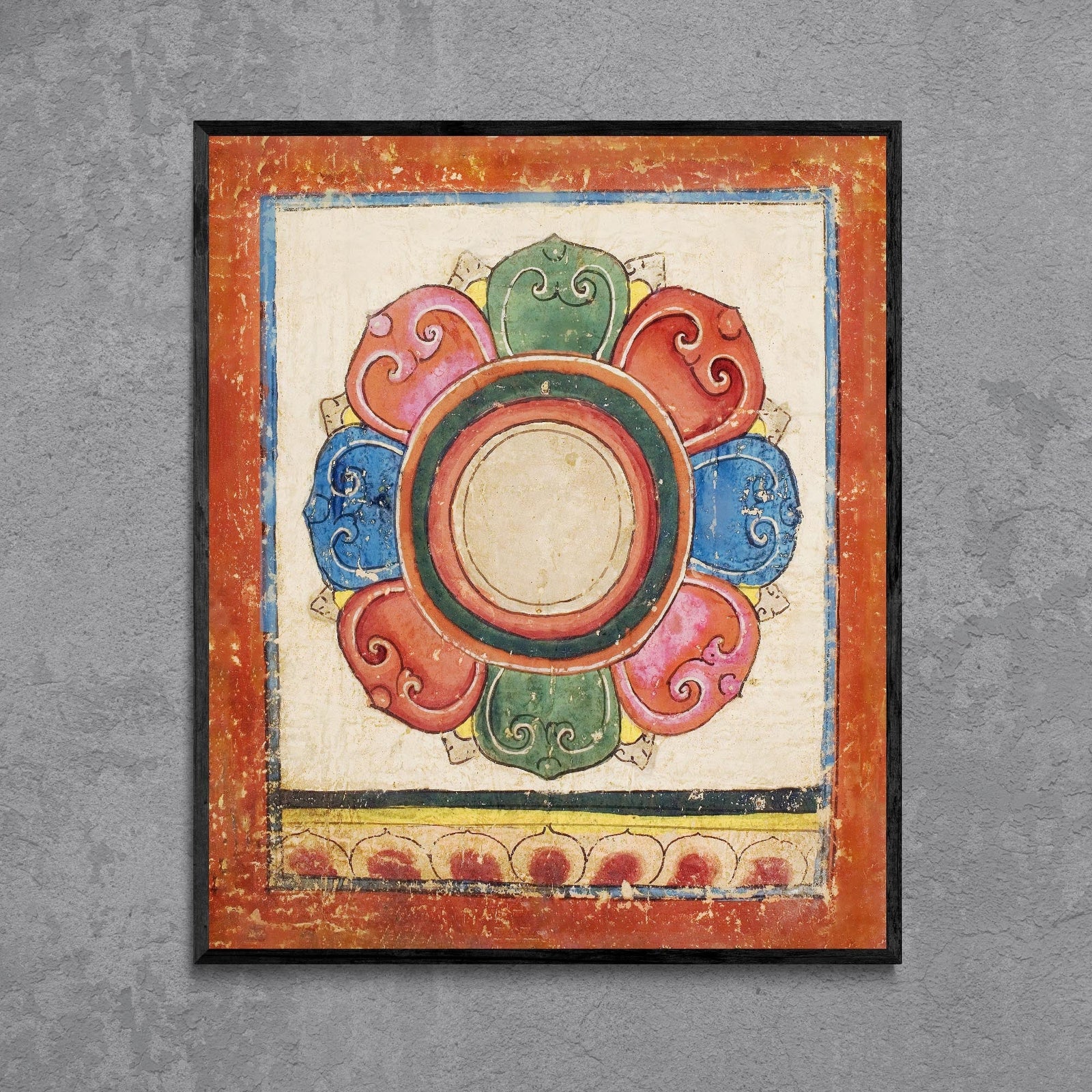 giclee 8"x10" Ancient Lotus Bardo Tibet Book of the Dead Initiation Card, Ritual Nepal Mandala Buddhist Yantra Meditation Fine Art Print