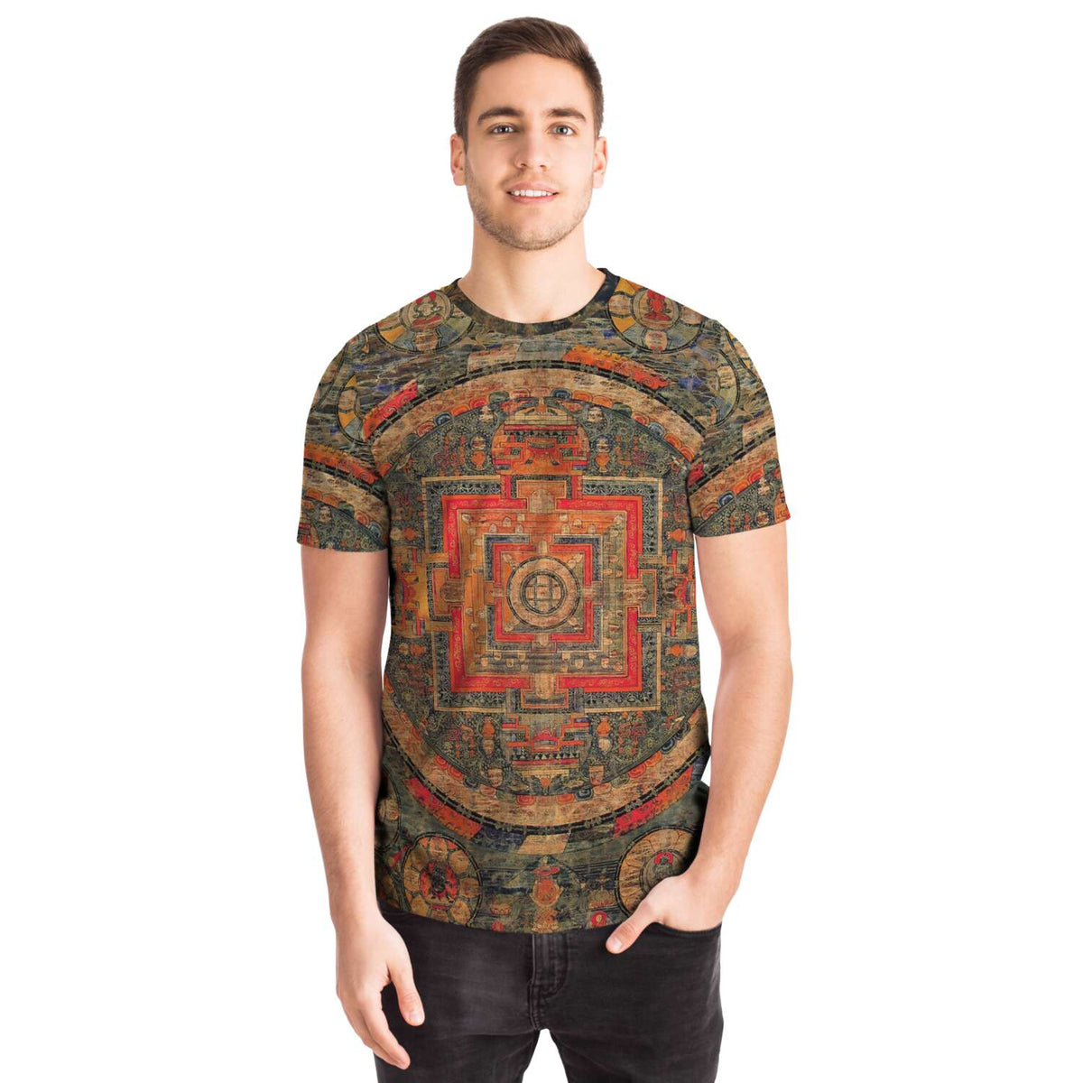 Ancient Tibetan Healing Mandala Thangka Yantra Sacred Geometry Meditation Trippy T-Shirt Tee
