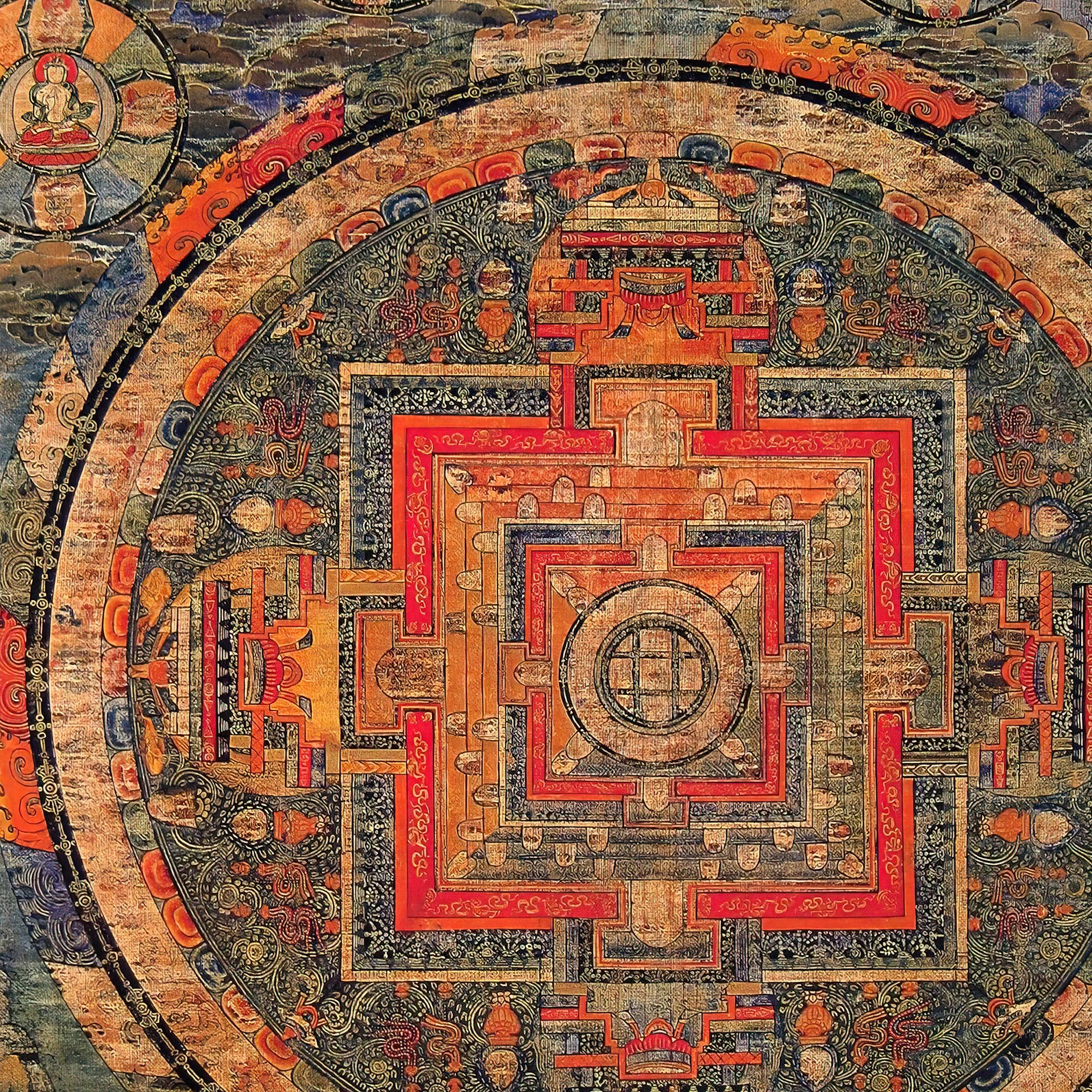 T-shirt Ancient Tibetan Healing Mandala Thangka Yantra Sacred Geometry Meditation Trippy T-Shirt Tee
