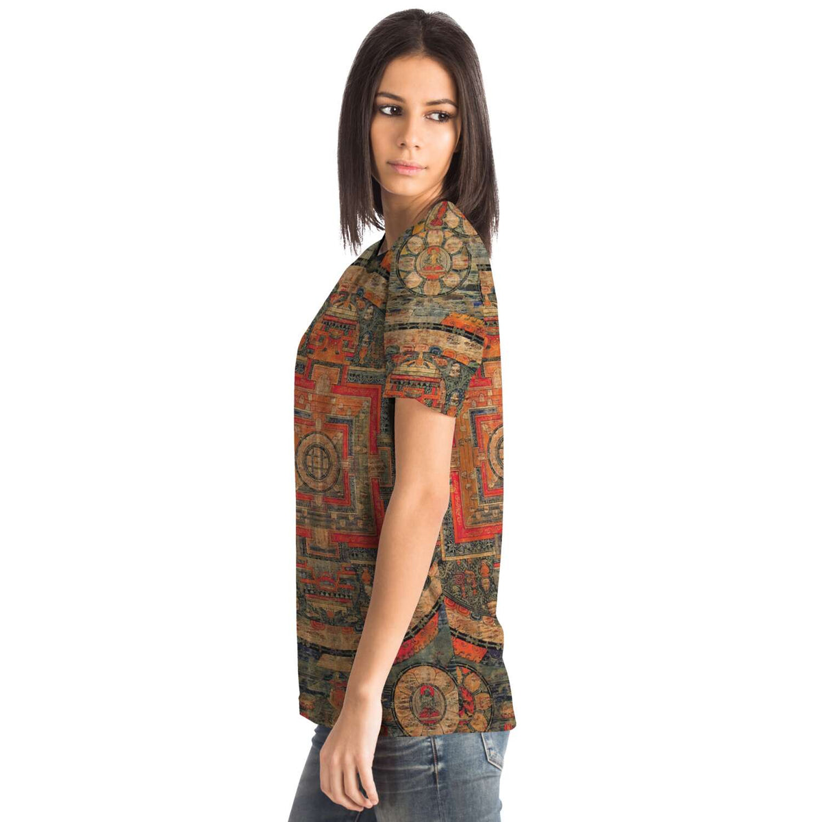 Ancient Tibetan Healing Mandala Thangka Yantra Sacred Geometry Meditation Trippy T-Shirt Tee