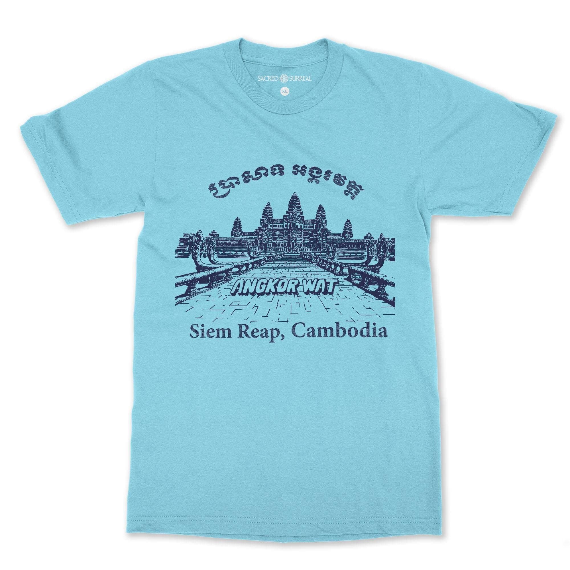 DTG T-Shirt S / Sky Angkor Wat, Siem Reap, Cambodia Vintage Buddhist Temple Sacred Cosmology Site | Khmer Hindu Vishnu T-Shirt Tee