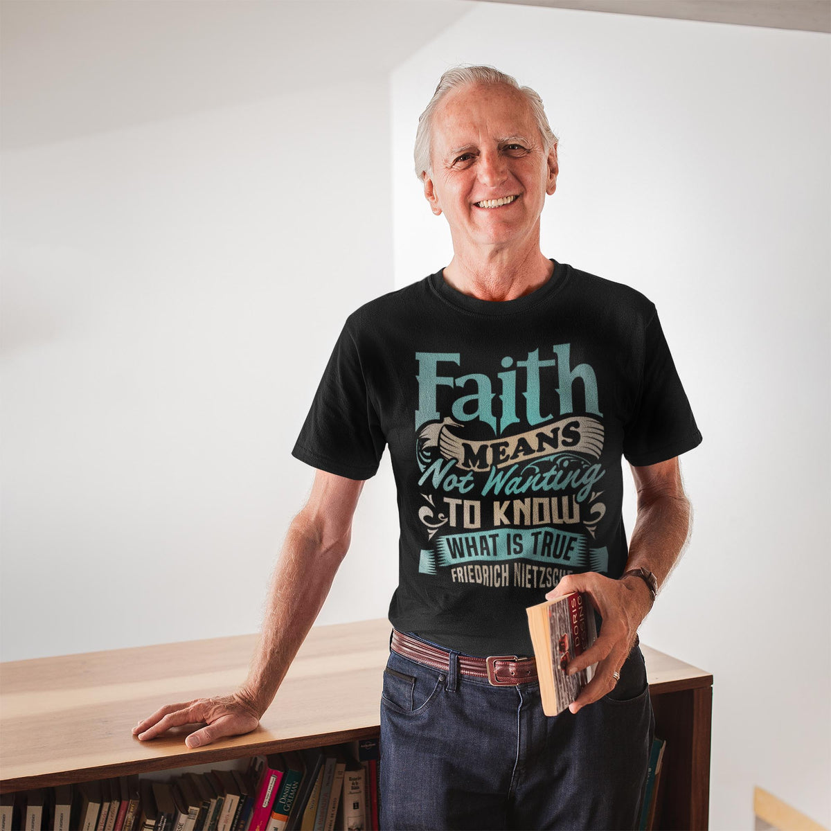 Anti-Faith Nietzsche Meme | Reason, Science Based | Godless, Heathen Socialist Atheist Graphic Art T-Shirt