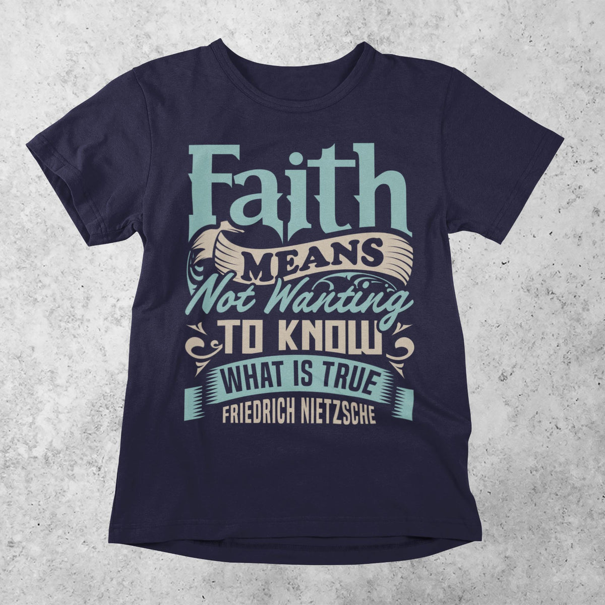 Anti-Faith Nietzsche Meme | Reason, Science Based | Godless, Heathen Socialist Atheist Graphic Art T-Shirt