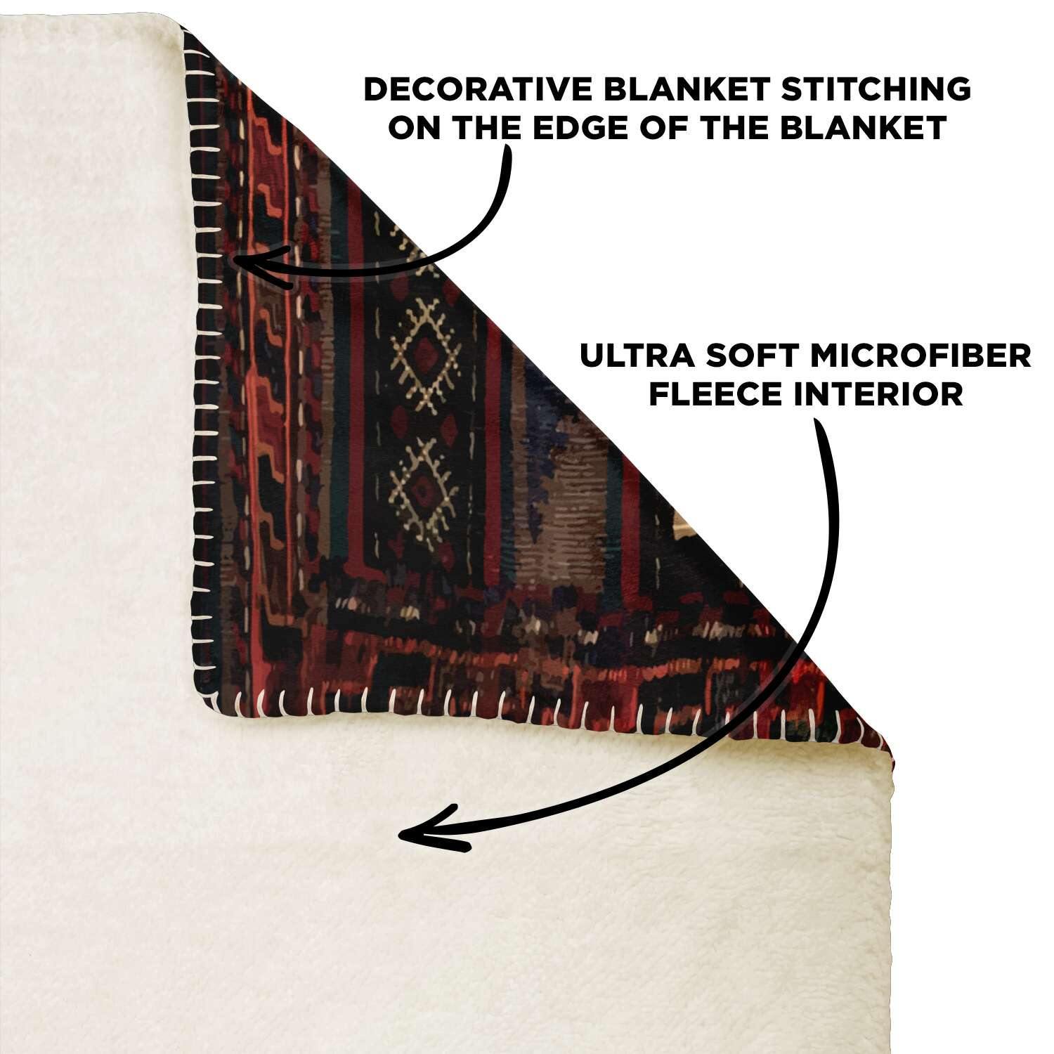 Sherpa Fleece Blanket ANTIQUE AFGHAN CAMEL BAG DESIGN | Microfleece Blanket