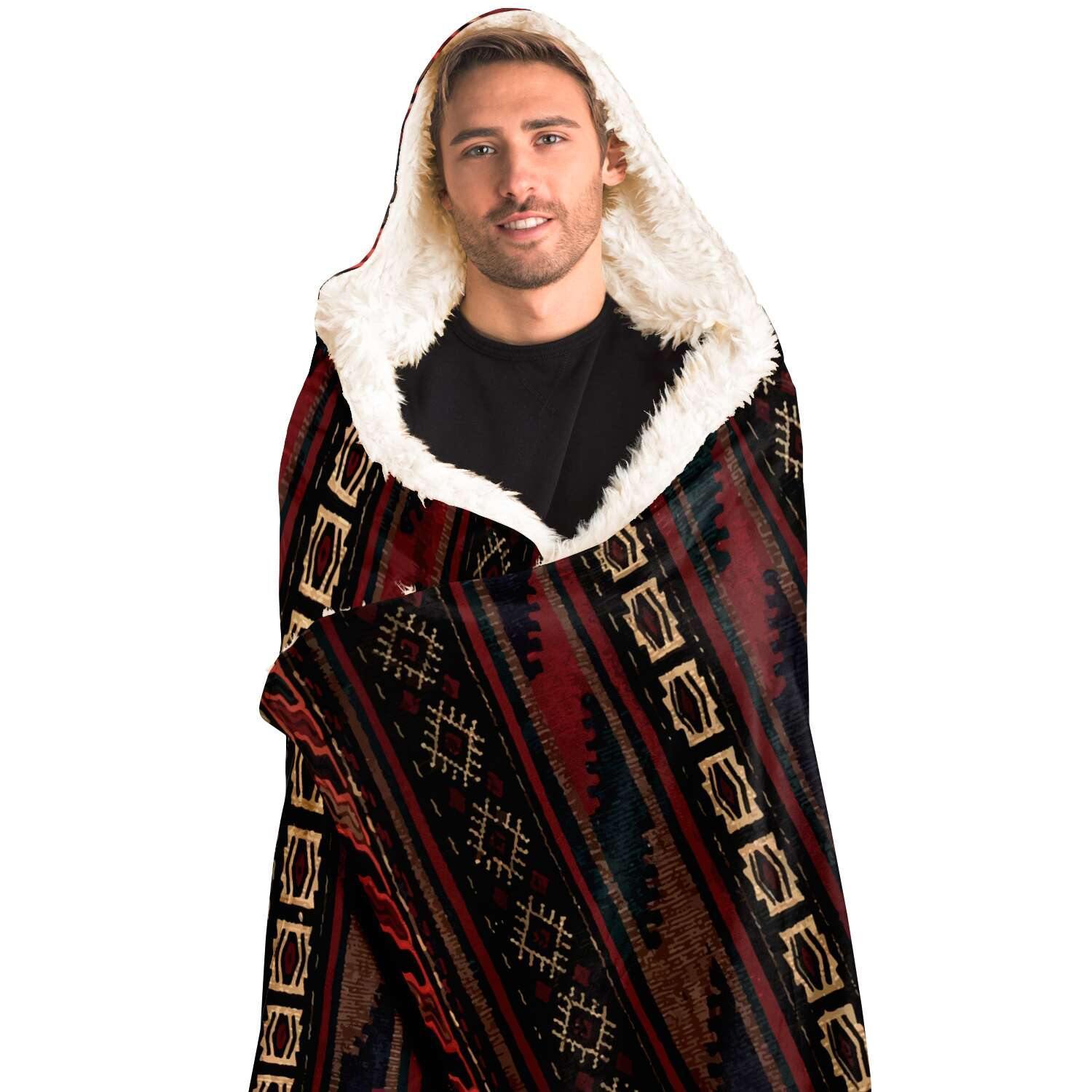 Antique Afghan Camel Bag Hooded Blanket