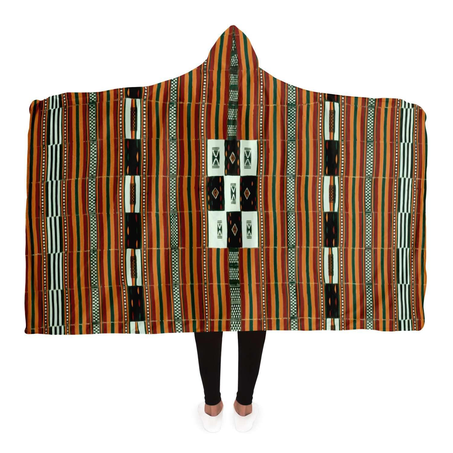 Hooded Blanket - AOP Adult / Premium Sherpa Antique Gao Culture Hooded Blanket, Timbuktu