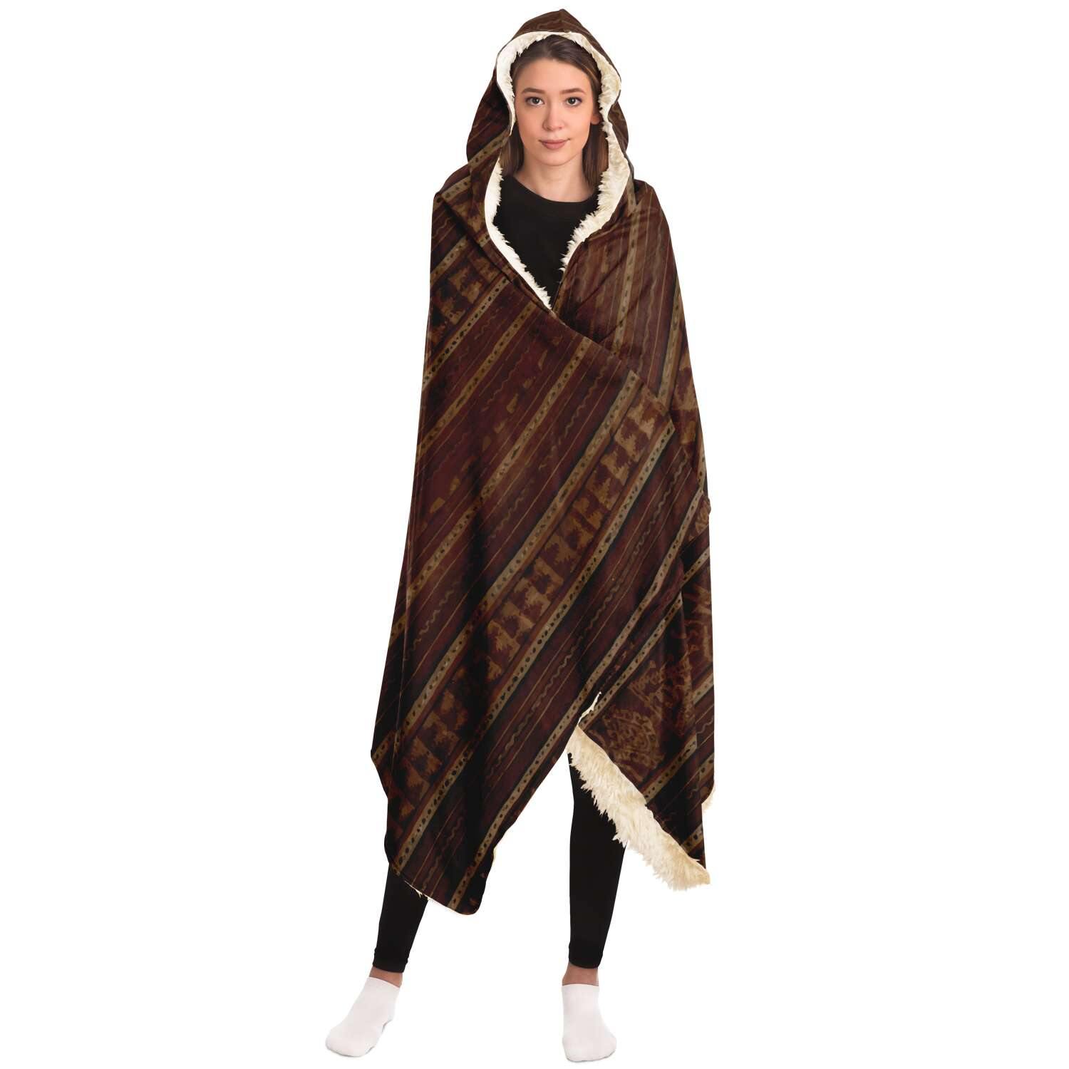 Hooded Blanket - AOP Antique Indonesian Ikat  Hooded Blanket