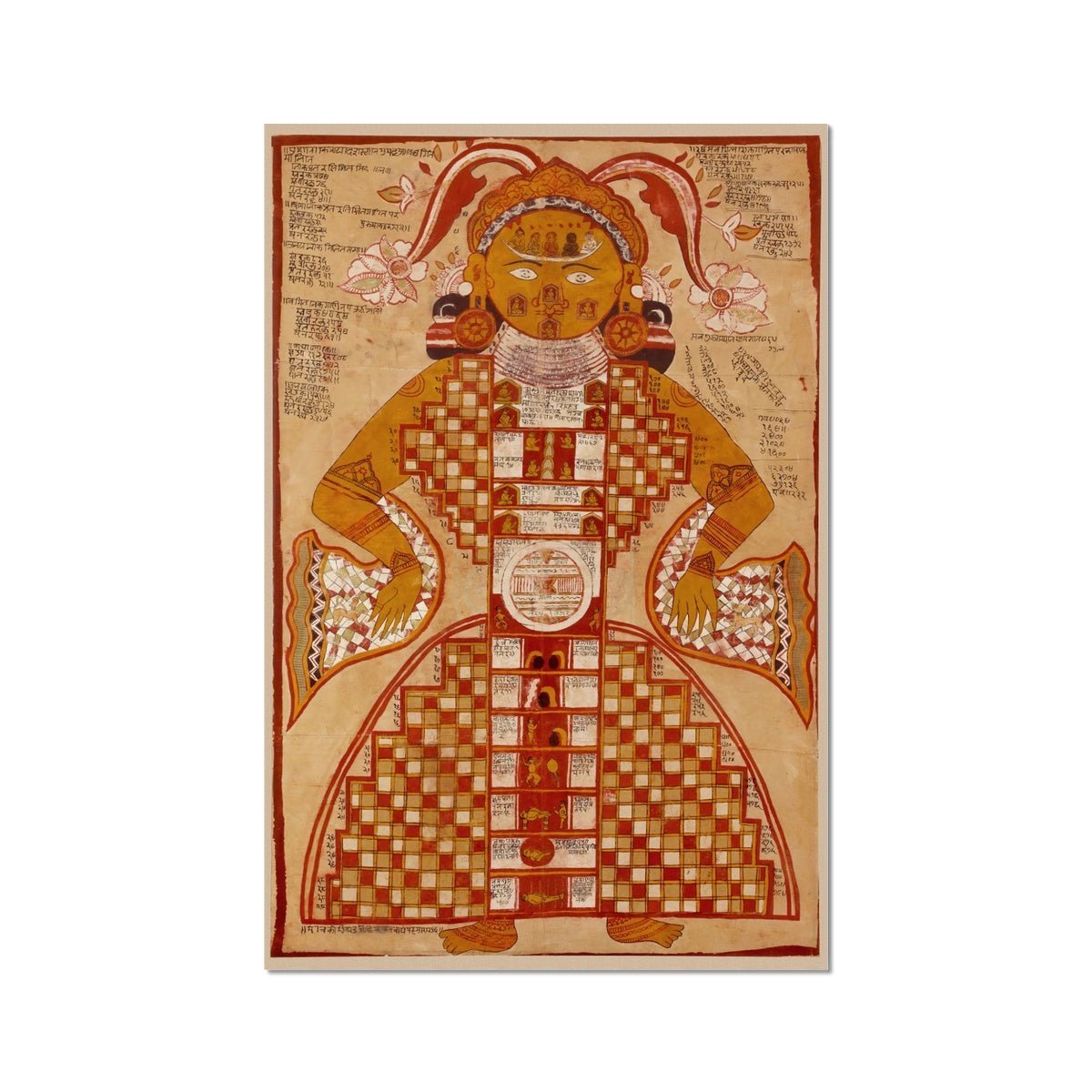 giclee Antique Jain Purushkara Yantra, Mandala, Mystic Mantra, Sacred Geometry Gift | Transcendental Cosmic Deity Holy Diagram Fine Art Print