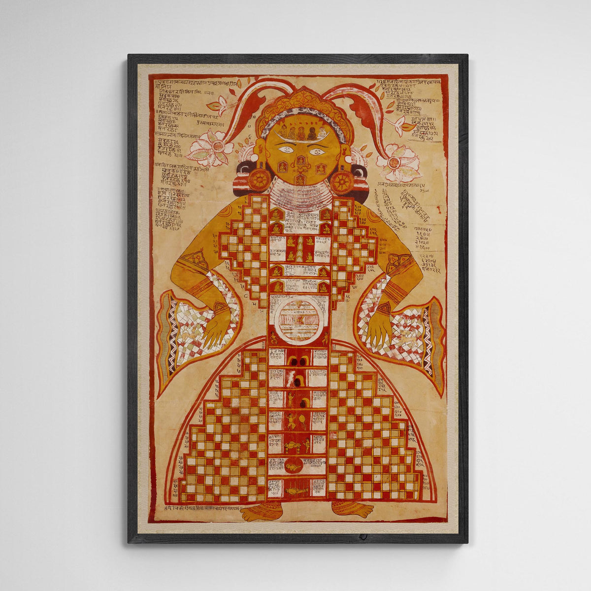 giclee 4&quot;x6&quot; Antique Jain Purushkara Yantra, Mandala, Mystic Mantra, Sacred Geometry Gift | Transcendental Cosmic Deity Holy Diagram Fine Art Print