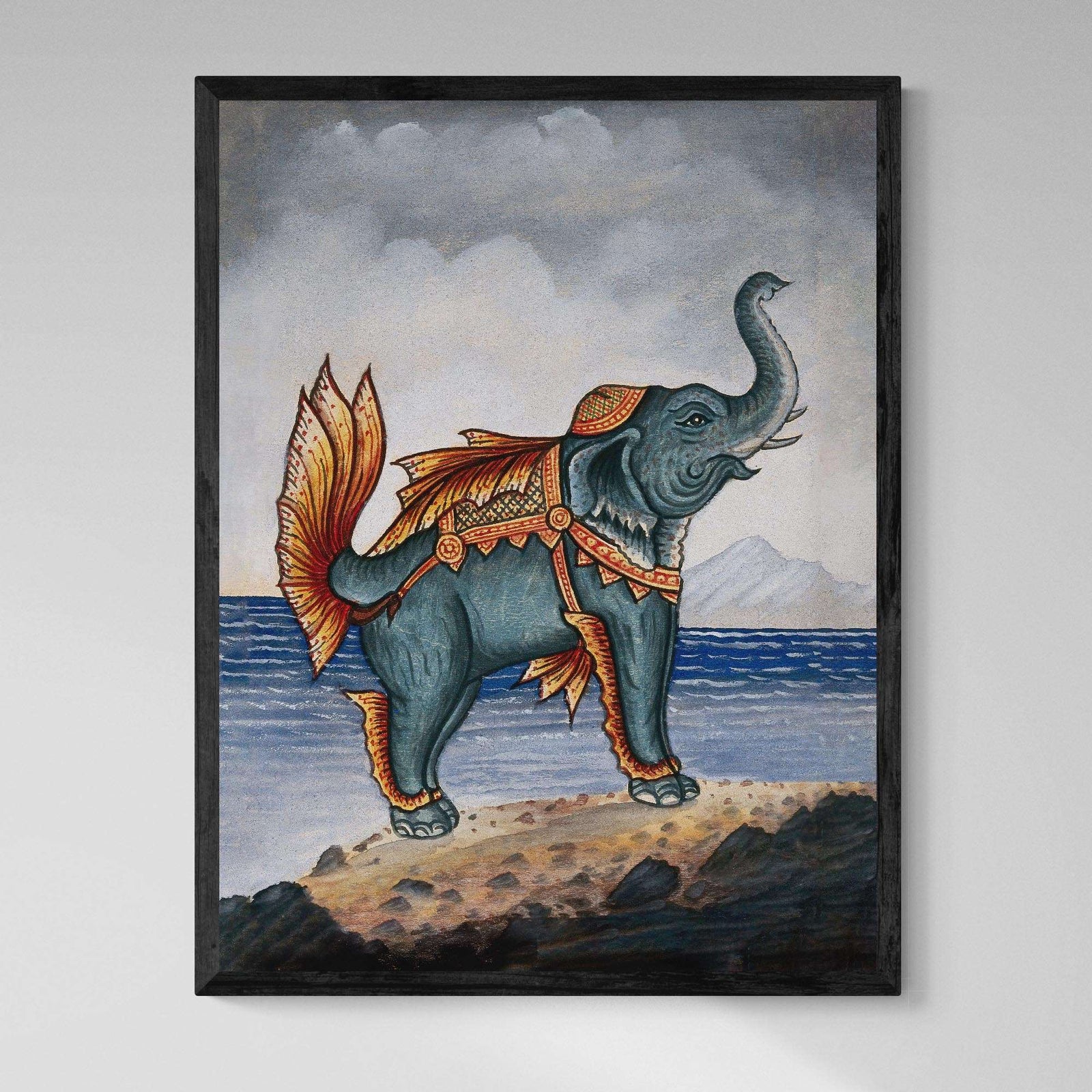 Antique Lana Thai Elephant Mermaid Surreal Vintage Giclee Fine Art Print