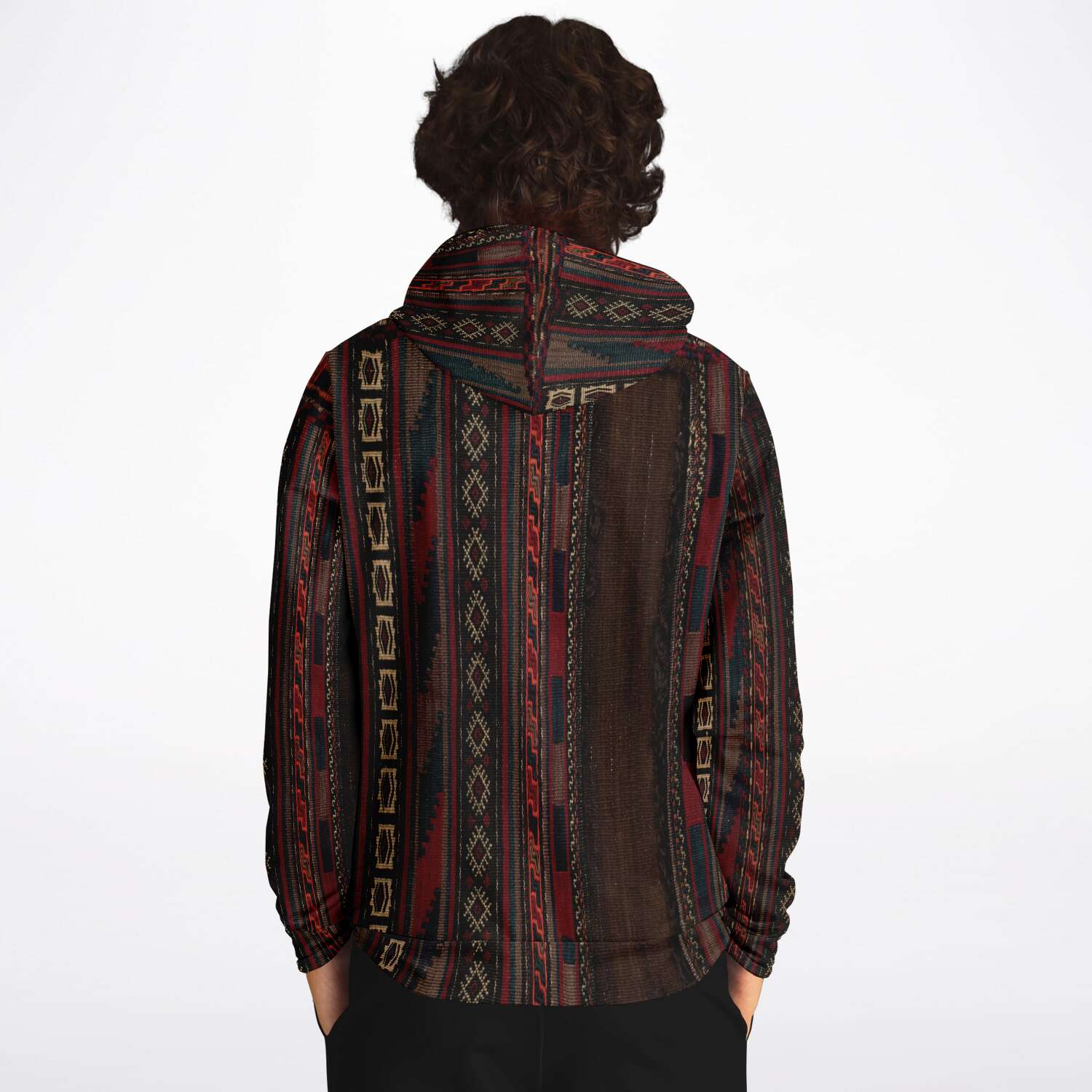 Antique Nomadic Baluch Tribal Saddle Bag Hoodie, Ethnic Boho Hippie Jacket Gift Bohemian Afghan Pullover Unisex Vintage Hoodie