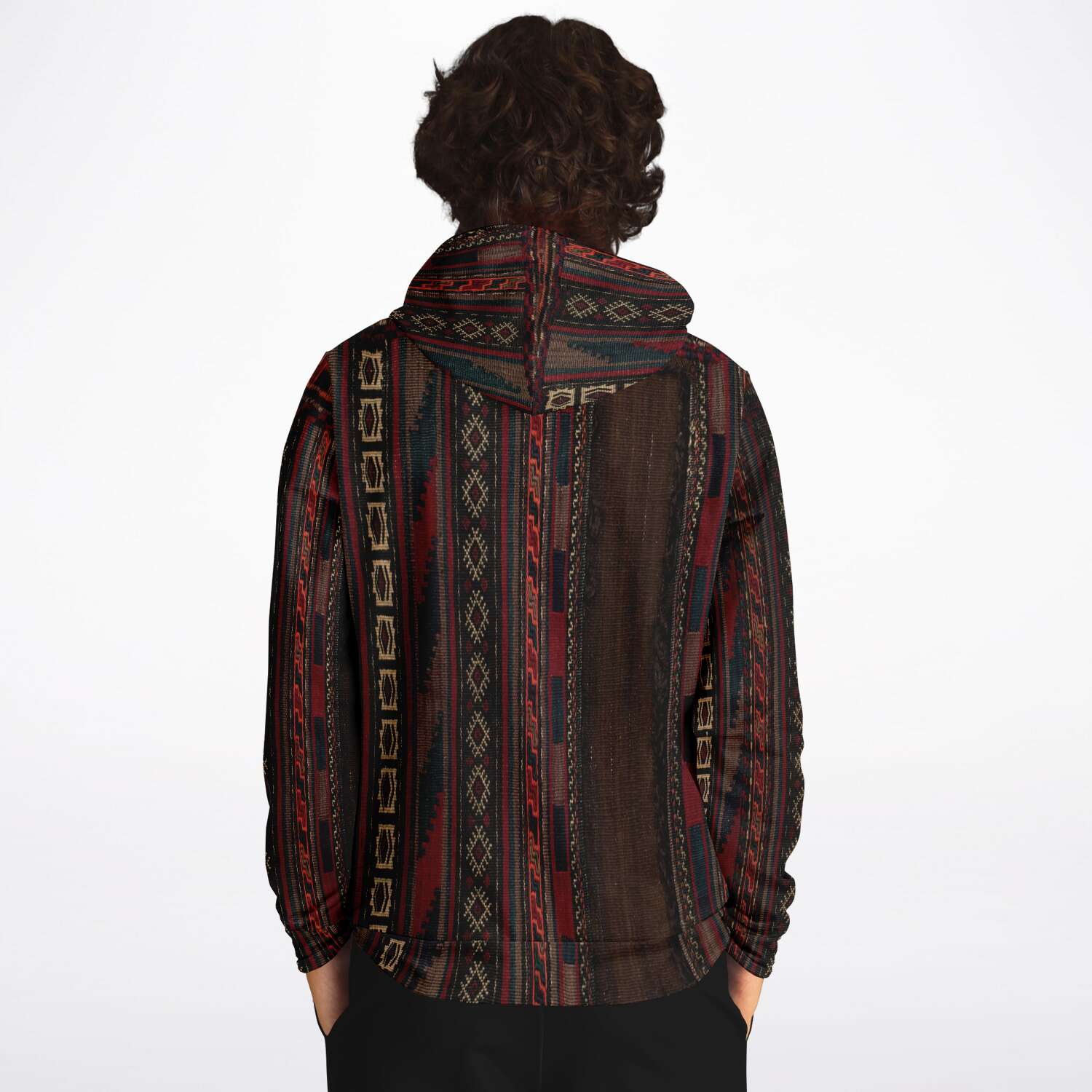 Fashion Hoodie - AOP Antique Nomadic Baluch Tribal Saddle Bag Hoodie, Ethnic Boho Hippie Jacket Gift Bohemian Afghan Pullover Unisex Vintage Hoodie