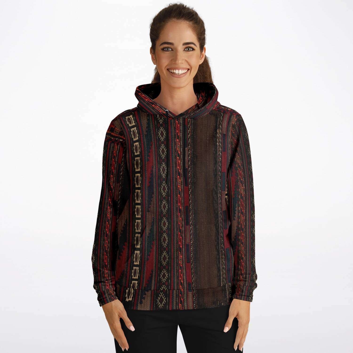 Antique Nomadic Baluch Tribal Saddle Bag Hoodie, Ethnic Boho Hippie Jacket Gift Bohemian Afghan Pullover Unisex Vintage Hoodie